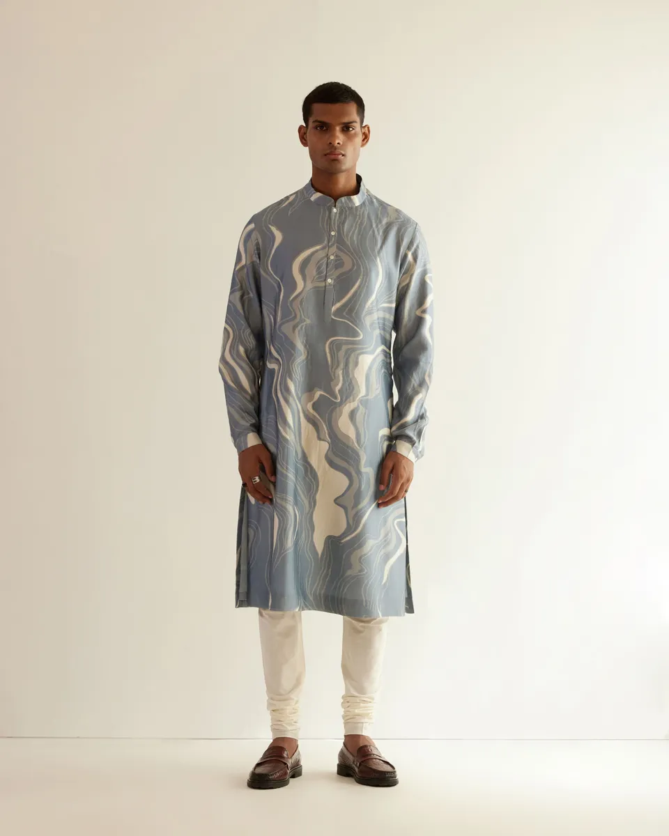 COUNTRYMADE Kurtas Infinity Print Kurta ensemble kurta bleu poudré