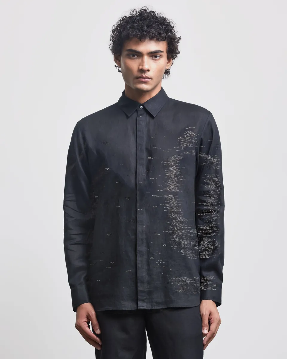COUNTRYMADE Shirts Blur Shadow Embroidered Shirt chemise lin brodée