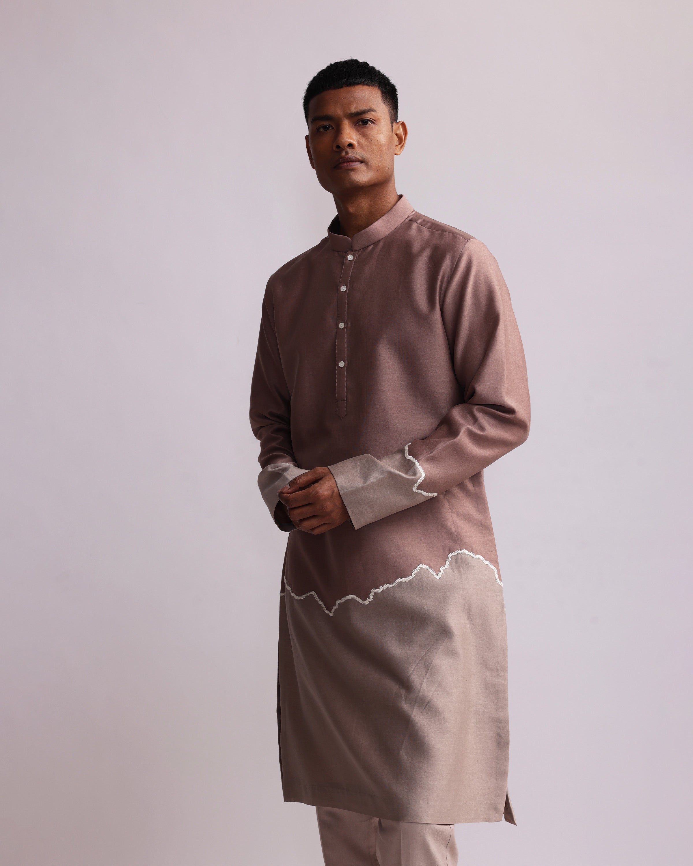 COUNTRYMADE Kurtas HALF AND HALF KURTA WITH MATCHING PANTS ensemble kurta chanderi brodé