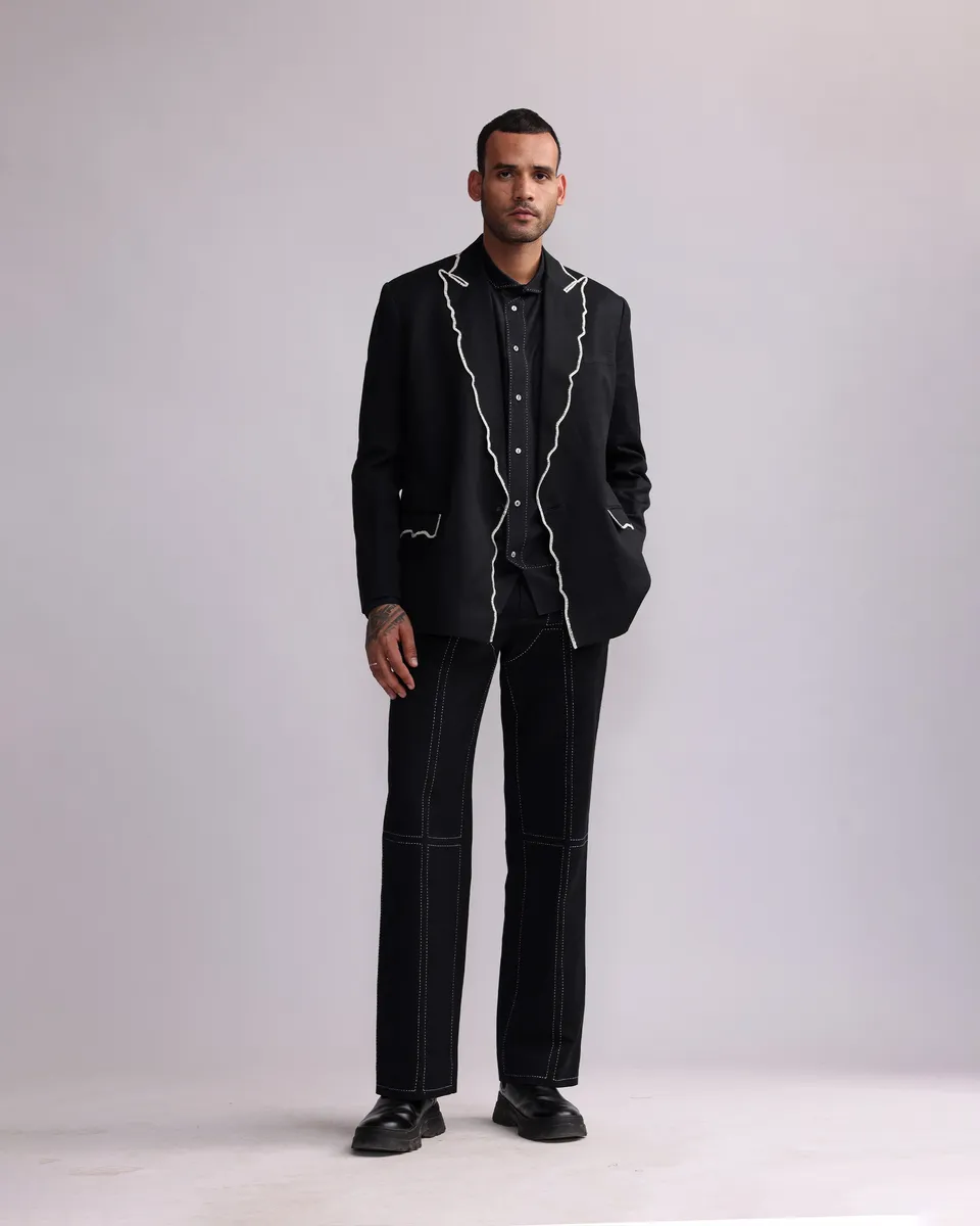 COUNTRYMADE Jackets CONTOUR CROCHET EDGE BLAZER blazer noir en lin