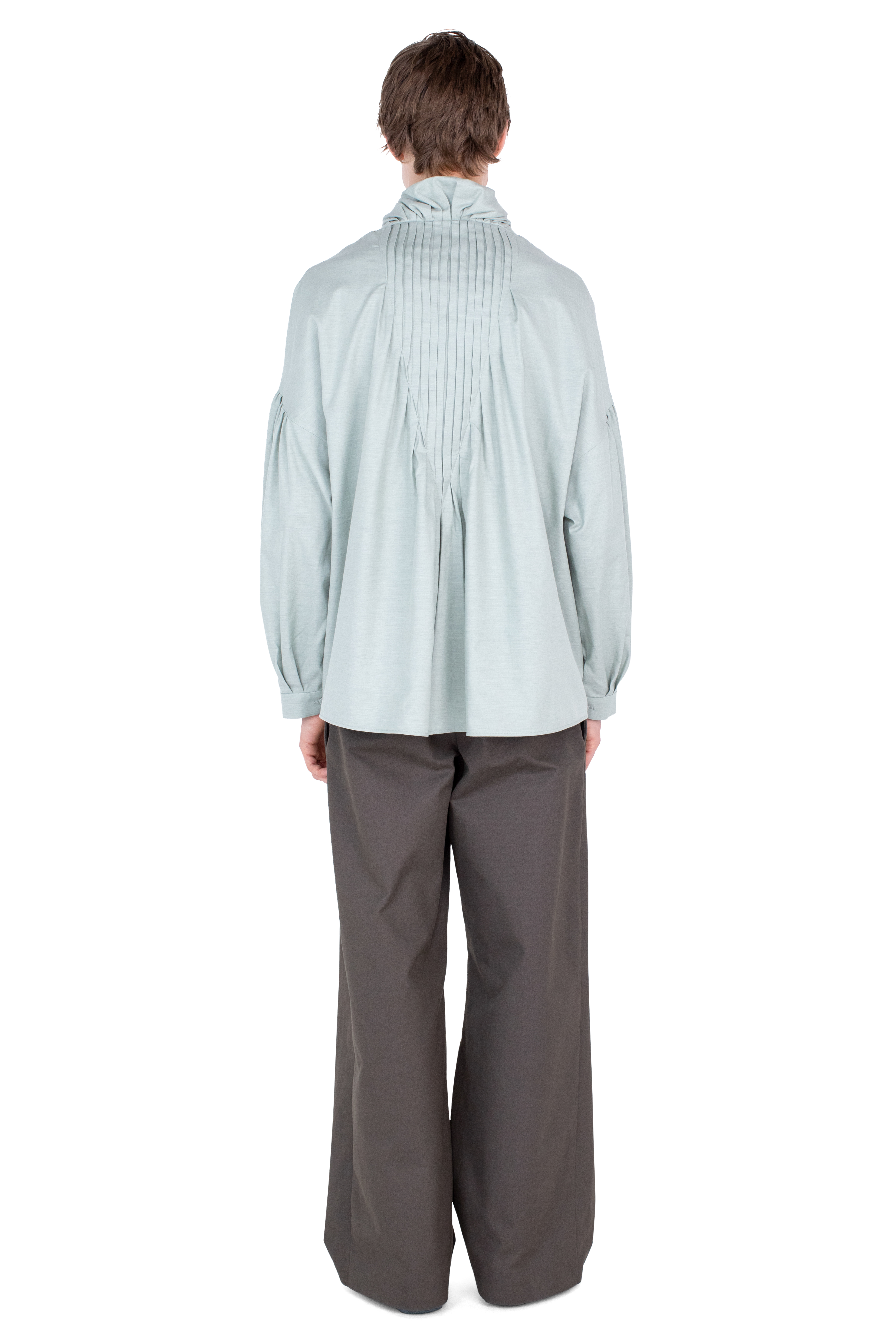 Kiko Kostadinov Shirts EVERS Pleated Shirt chemise Soft Green coton cachemire
