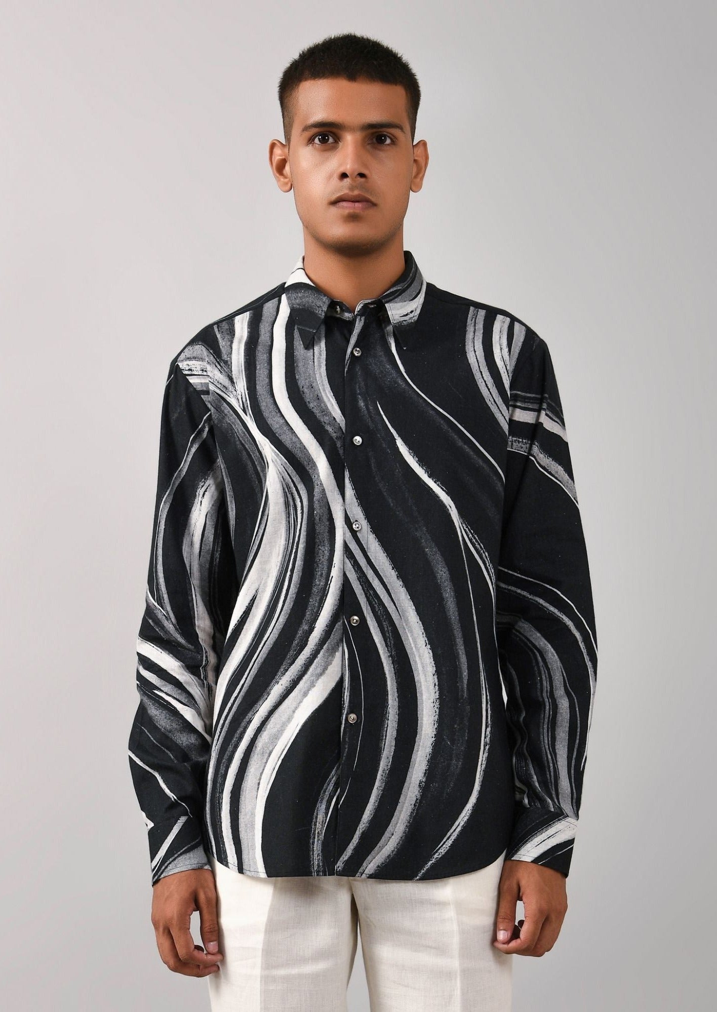 COUNTRYMADE Shirts Airborne Strokes Print Shirt chemise noire coton