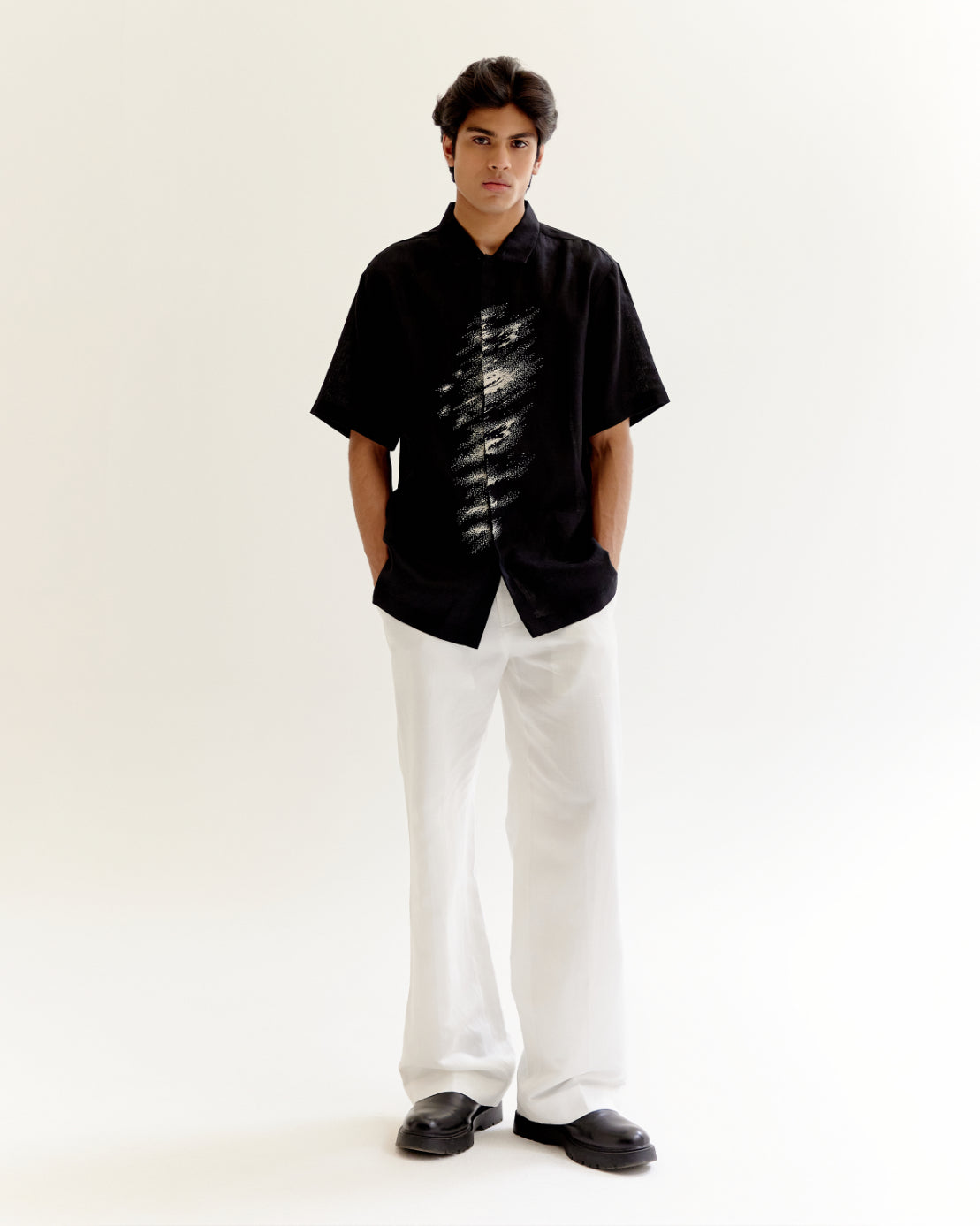 COUNTRYMADE Shirts Motion Blur Half Shirt chemise en lin brodée
