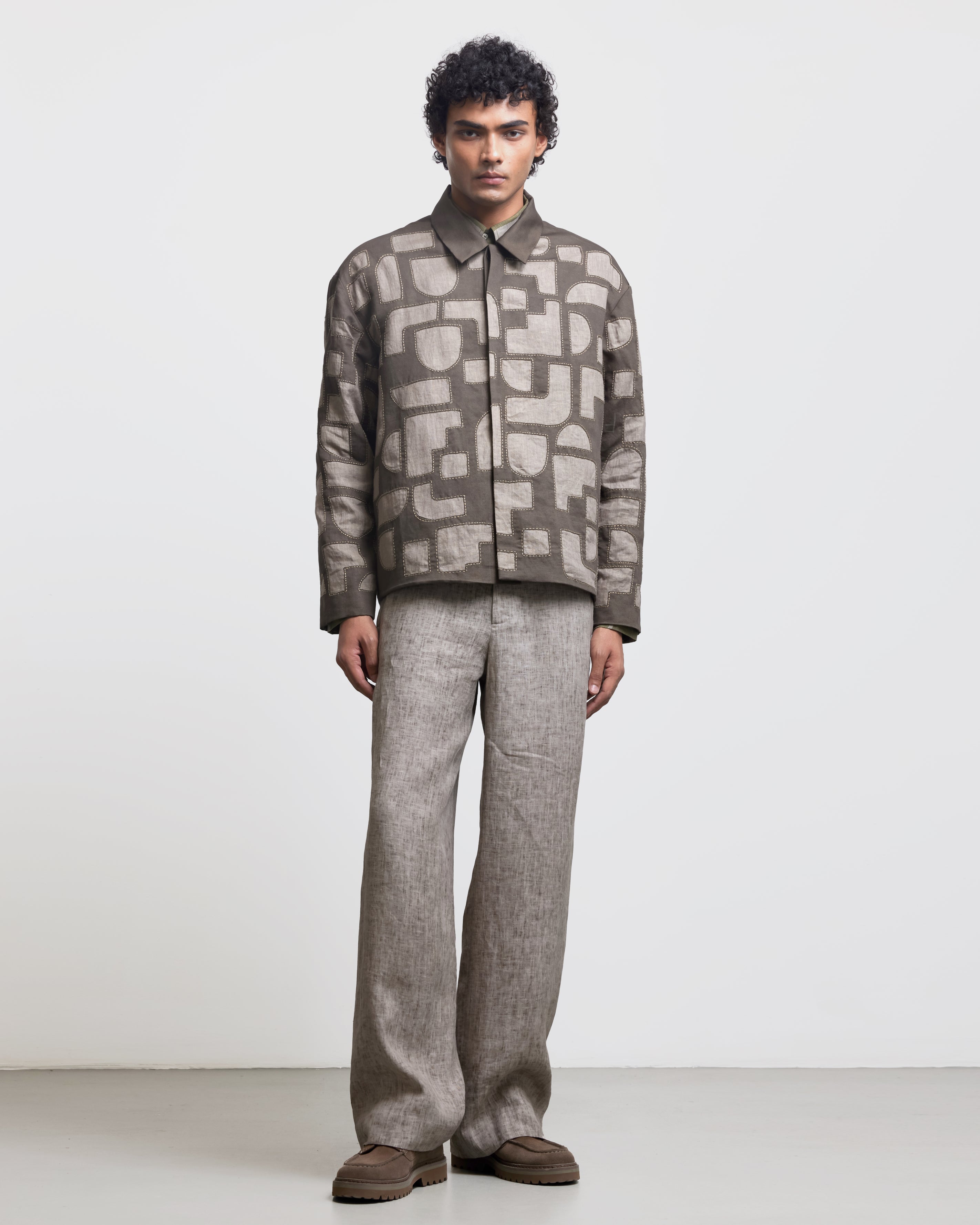 COUNTRYMADE Jackets REVERSE APPLIQUE BAUHAUS ARCH JACKET veste coton et lin brodée