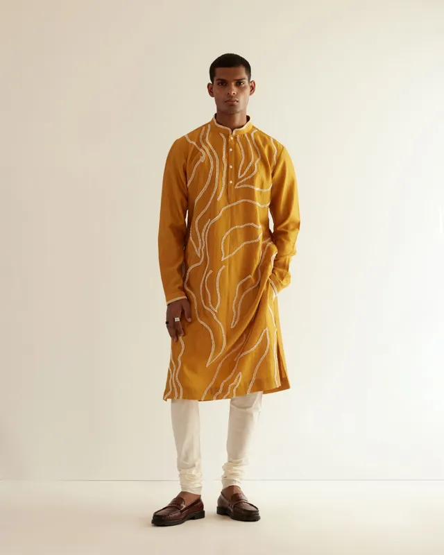 COUNTRYMADE Kurtas DNA Embroidered Kurta Set ensemble kurta moutarde 2 pièces
