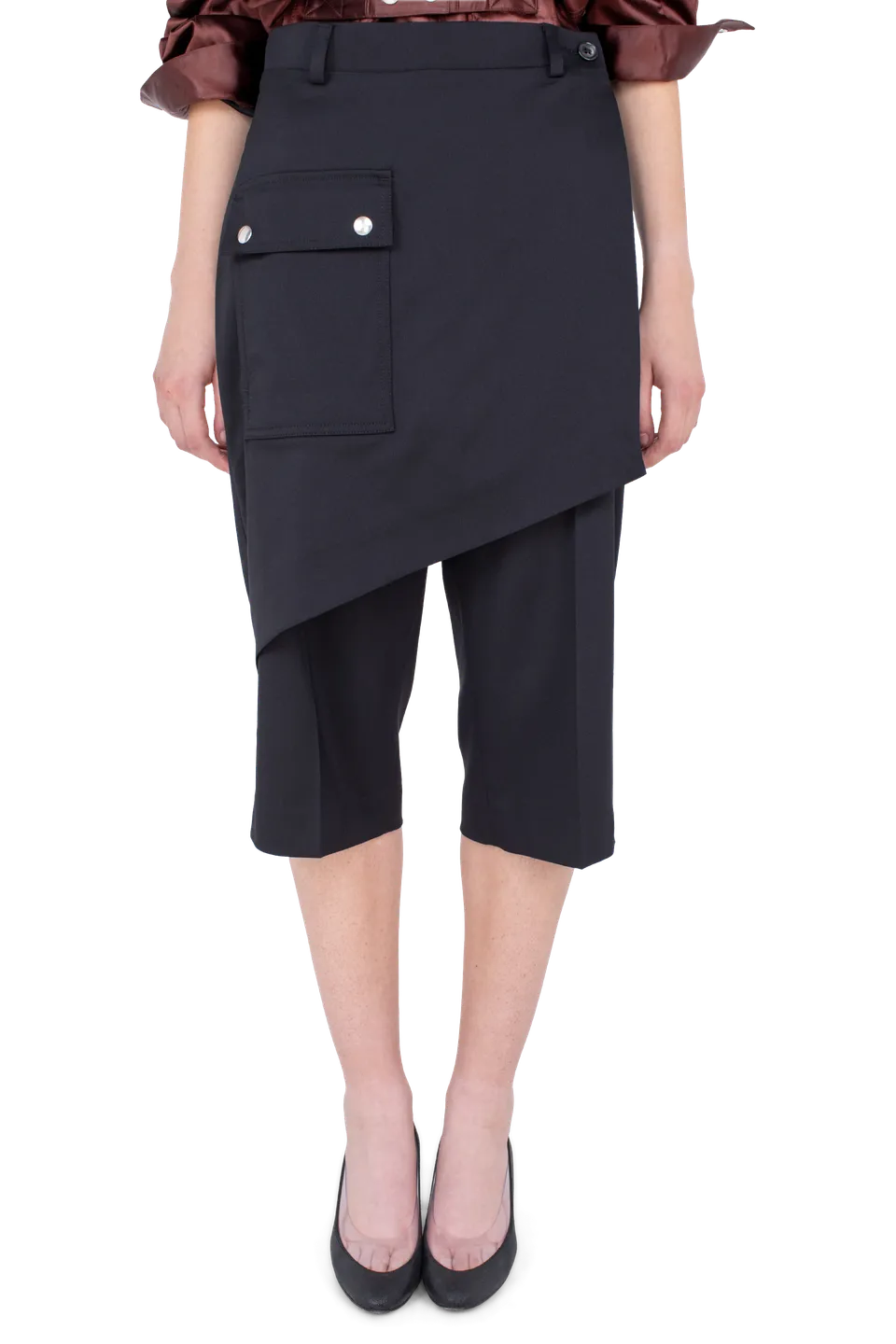 Kiko Kostadinov Bottoms LINNET Wrap Culottes pantalon Crow Black en laine