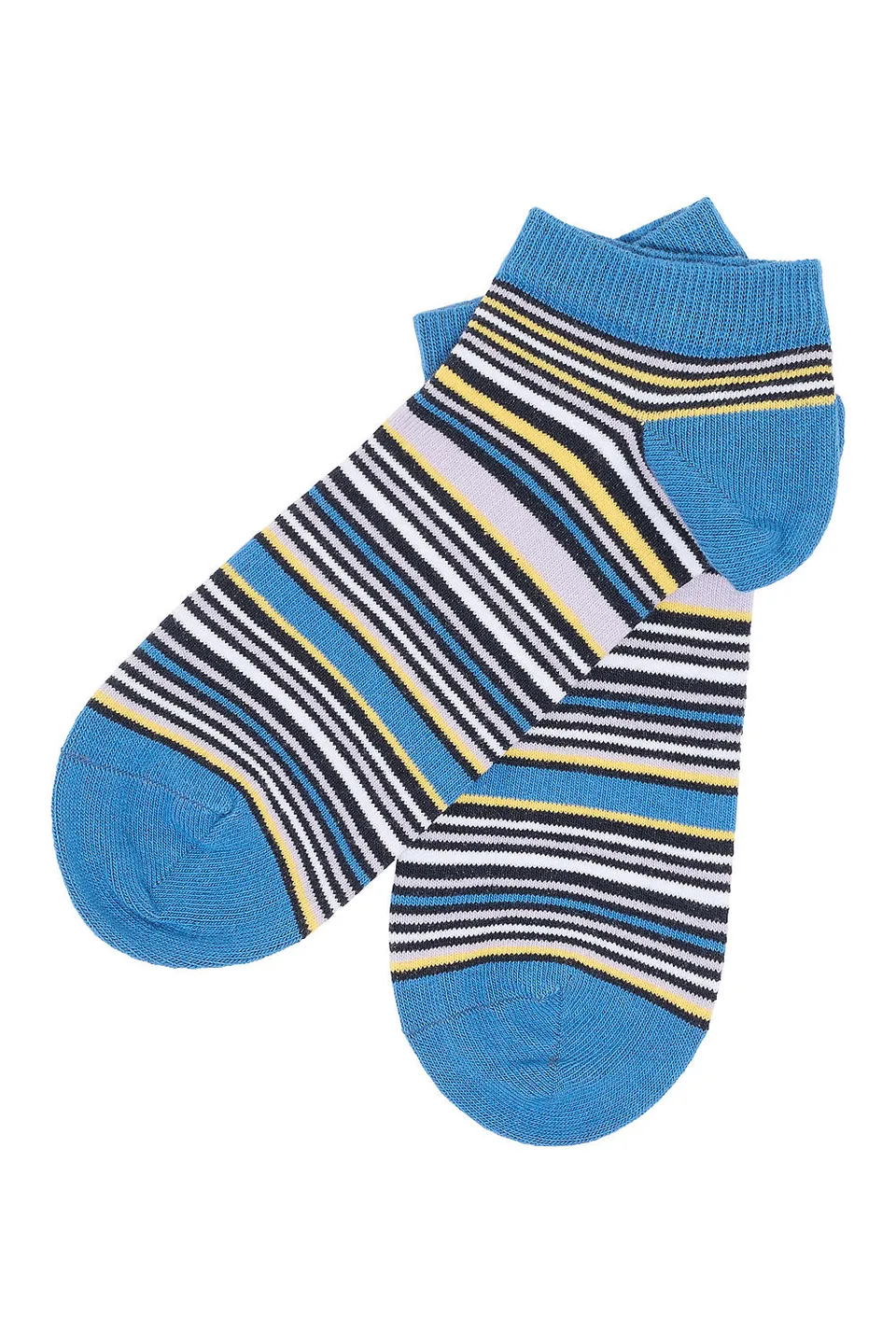 Sourire Multicolore Chaussettes femme Socquettes rayures bleues en coton bio taille 35-38