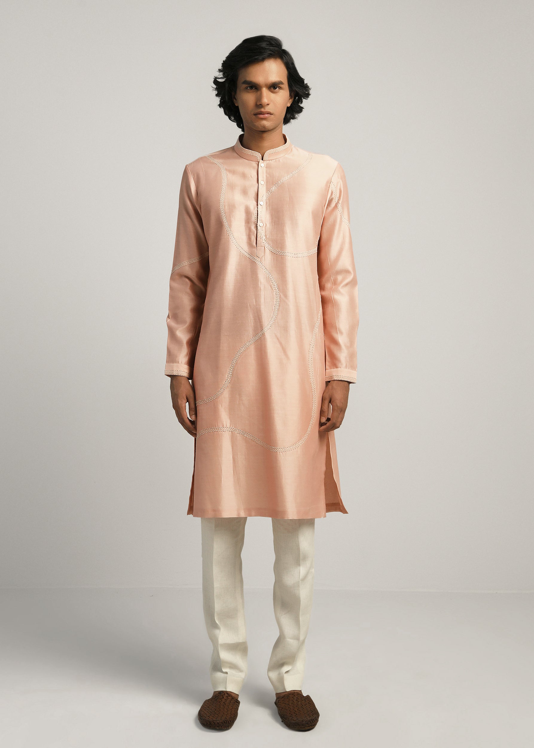 COUNTRYMADE Kurtas Coil Hand Emb Kurta Set kurta rose poudré