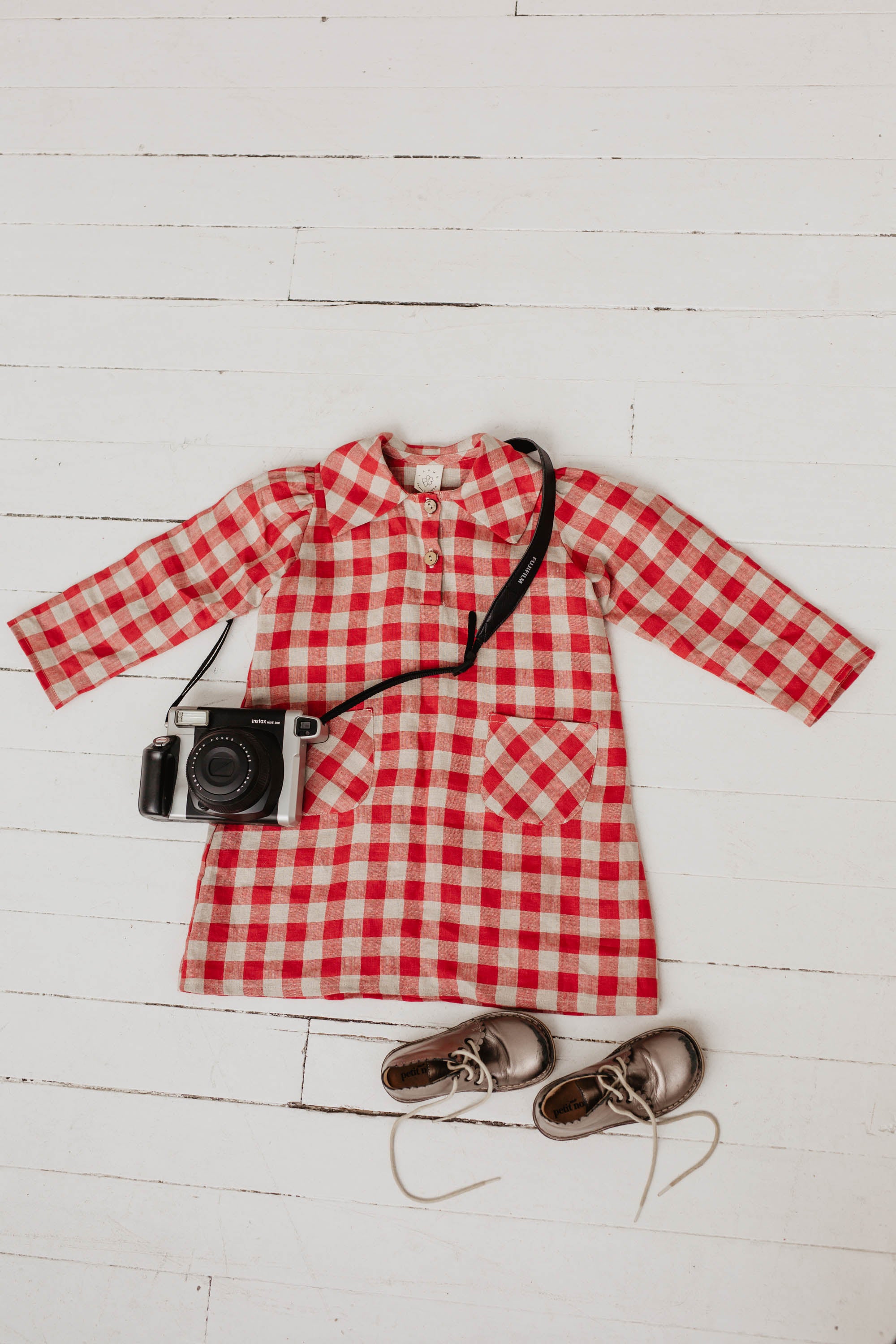 Laumė linen Kids Clothing GABIJA robe en lin à carreaux verts