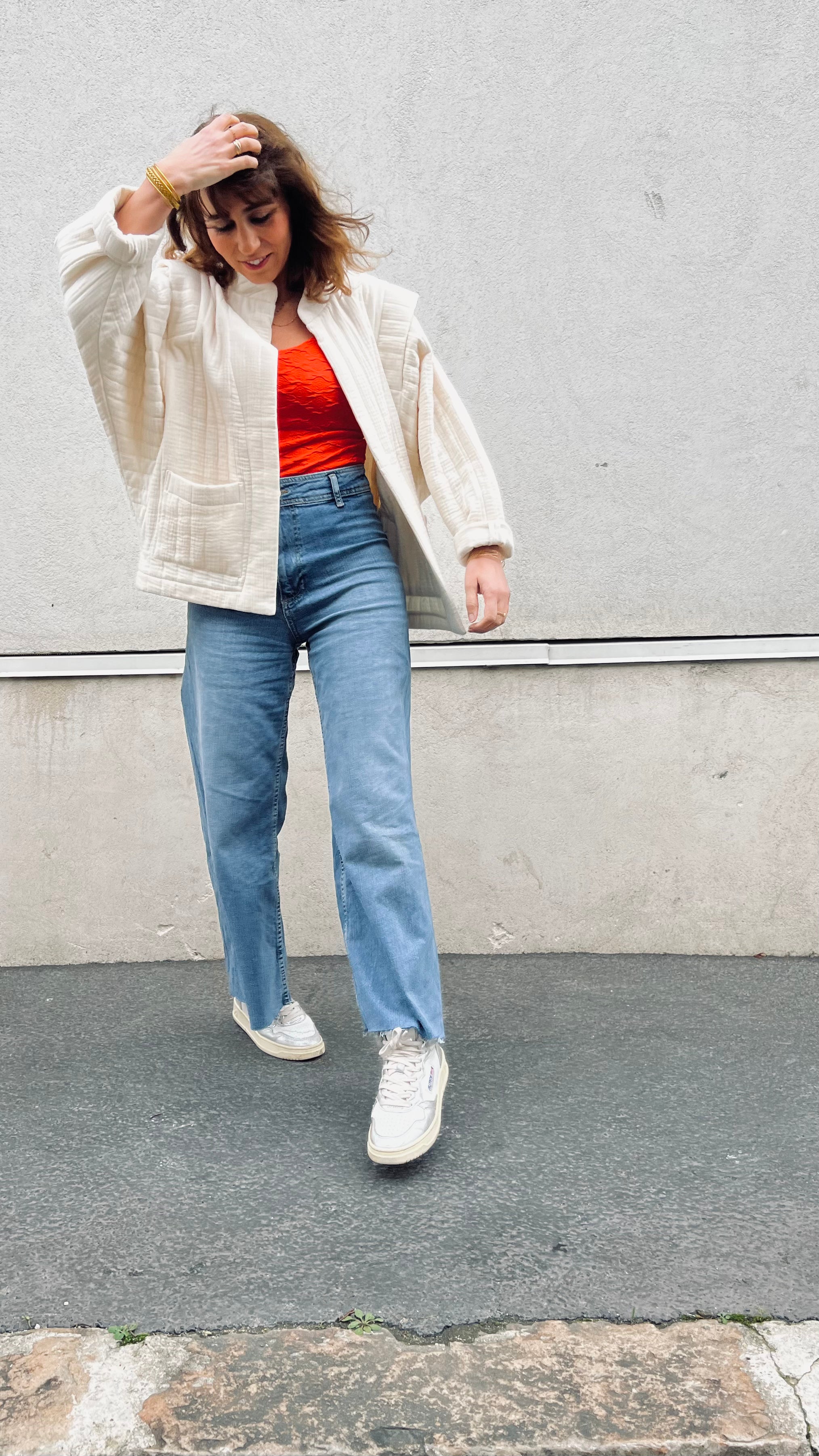 PANTRUCHE Vestes ISADORA veste crème en gaze de coton