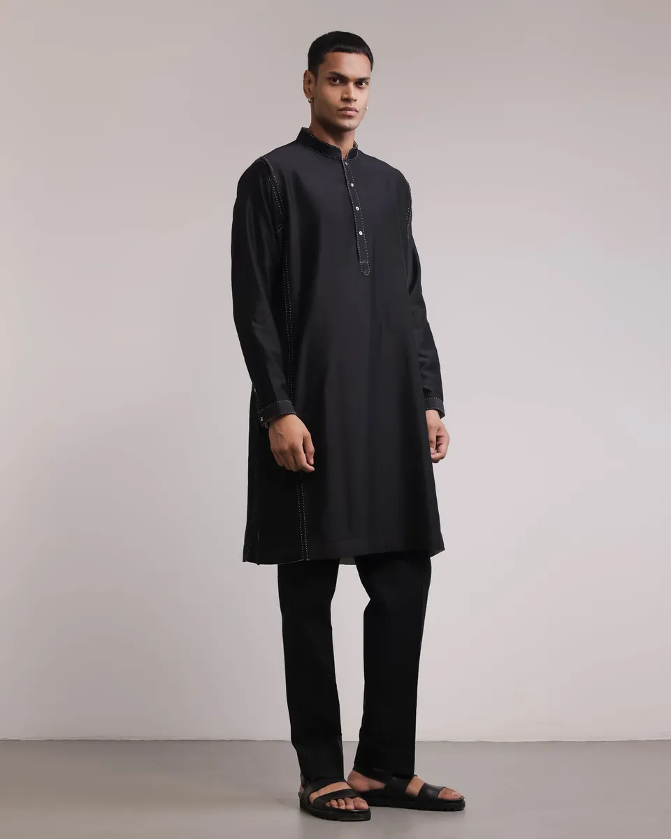 COUNTRYMADE Kurtas Classic Panelled Kurta Set ensemble kurta en soie Chanderi