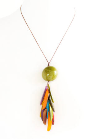 Tagua and Co Pendentif Laminillas ivoire végétal rouge