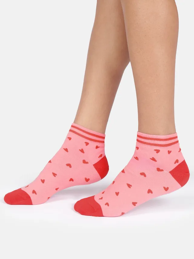 Sourire Multicolore Chaussettes femme socquettes cœurs rouges bambou 36/40