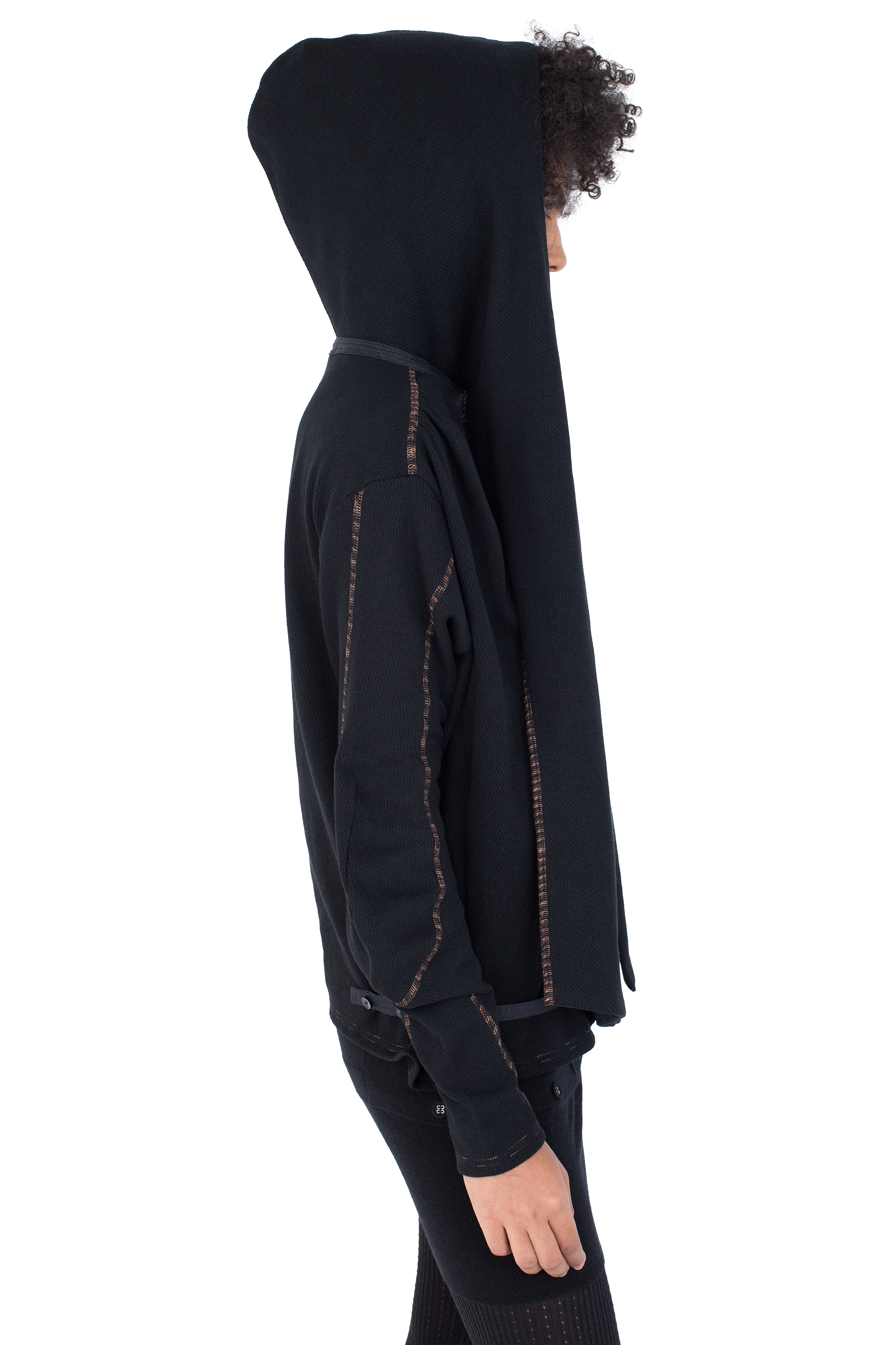 Kiko Kostadinov Tops PETREL Hooded Pullover pull à capuche Ink Black coton piqué