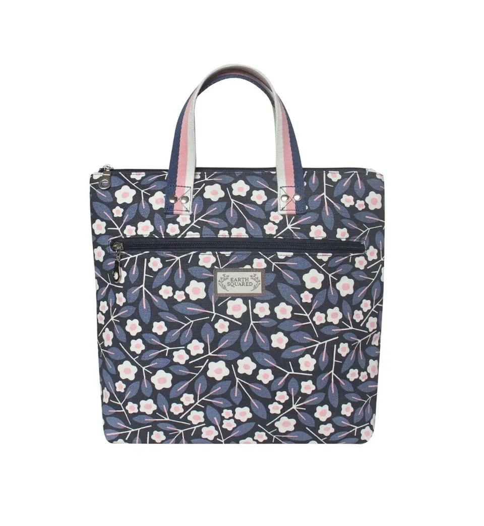 Sourire Multicolore Sacs et pochettes sac à dos fleuri bleu marine en toile de coton