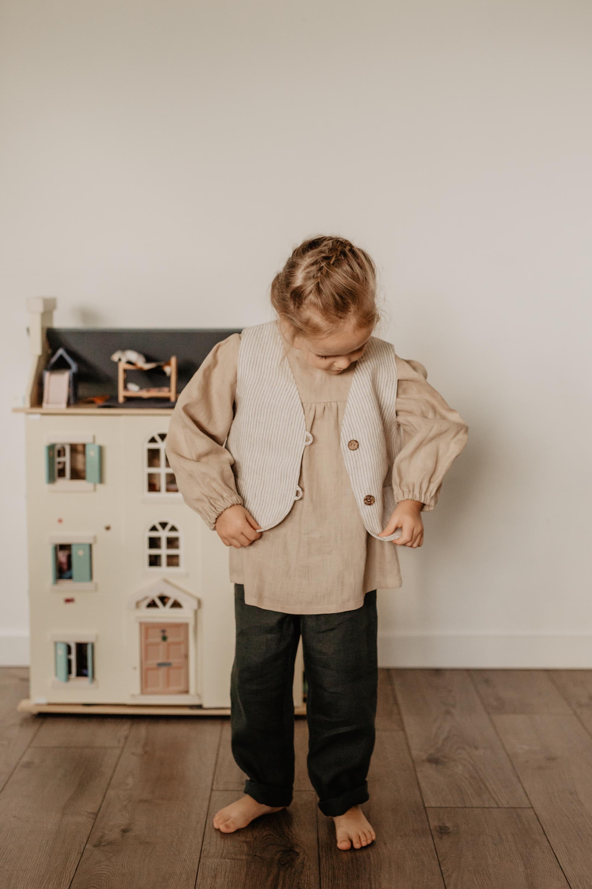 Laumė linen Kids Clothing KAUKAS gilet enfant en lin 100 %