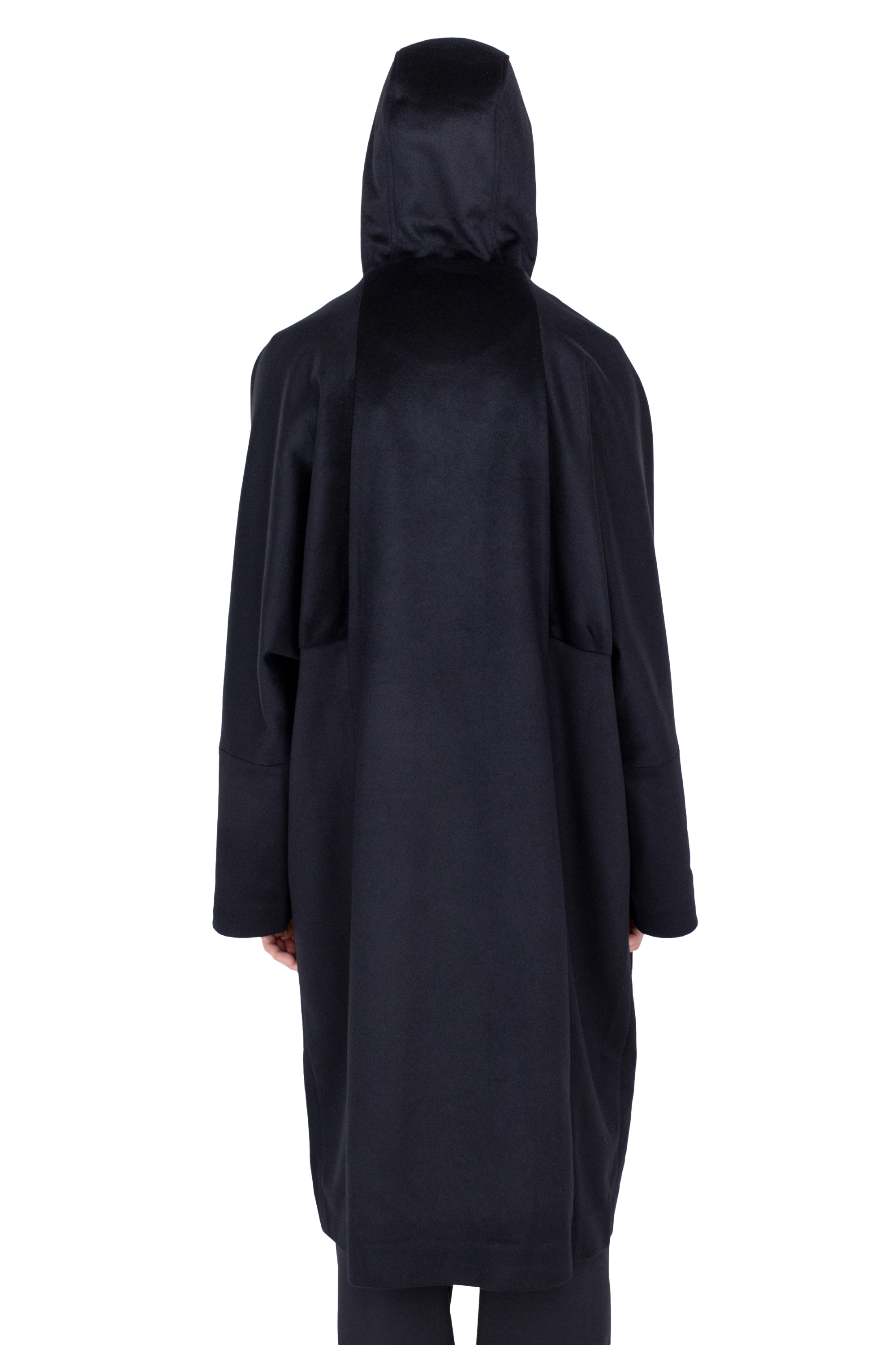 Kiko Kostadinov Outerwear MUNNO Hooded Coat manteau Obsidian Black en laine