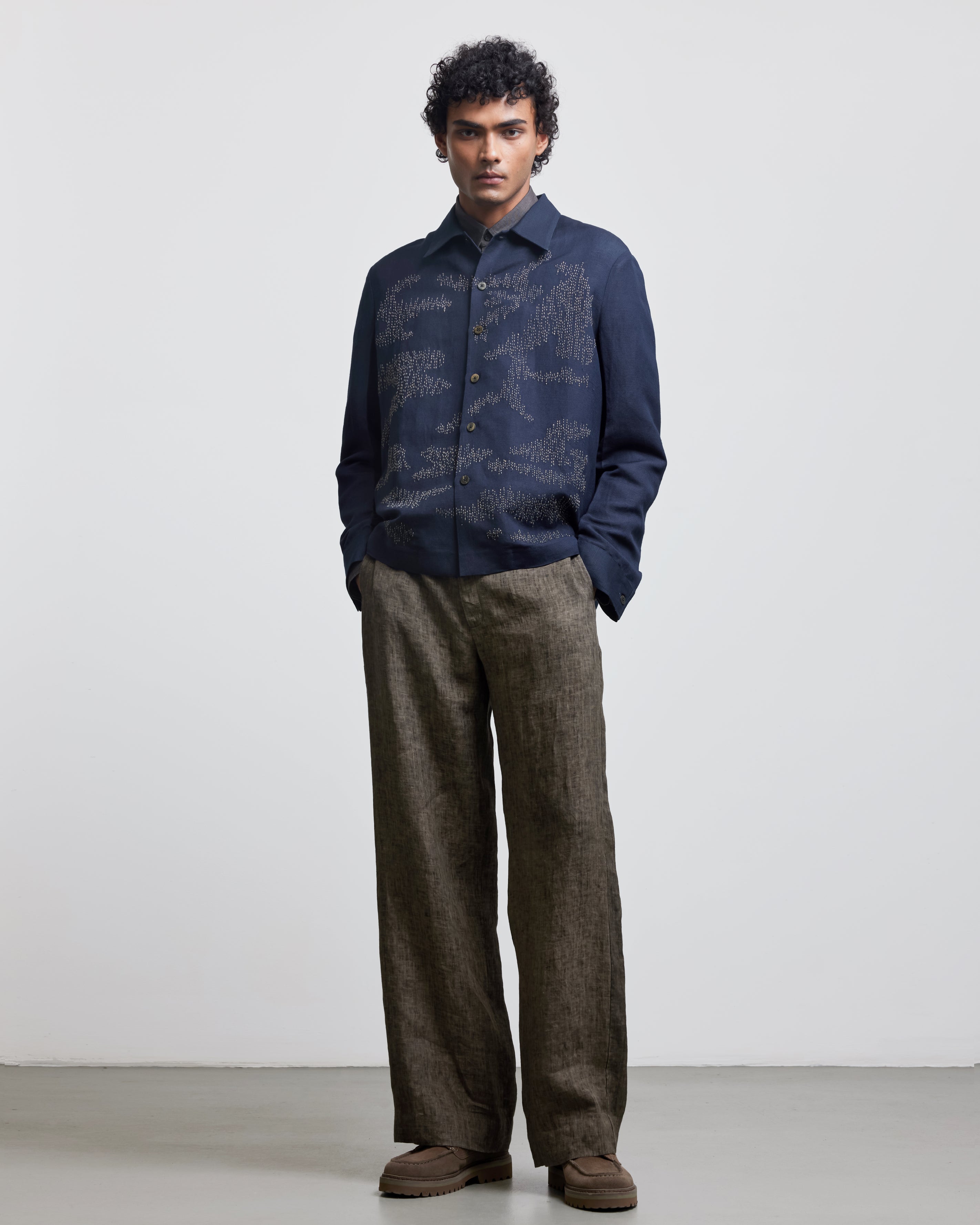 COUNTRYMADE Trousers STONE BROWN LINEN TROUSERS pantalon lin olive