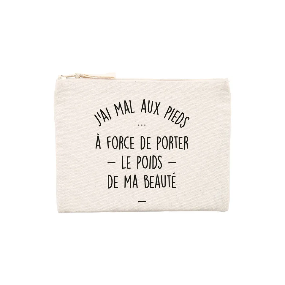 Juste Un T-shirt Pochettes Le poids de ma beauté pochette humoristique