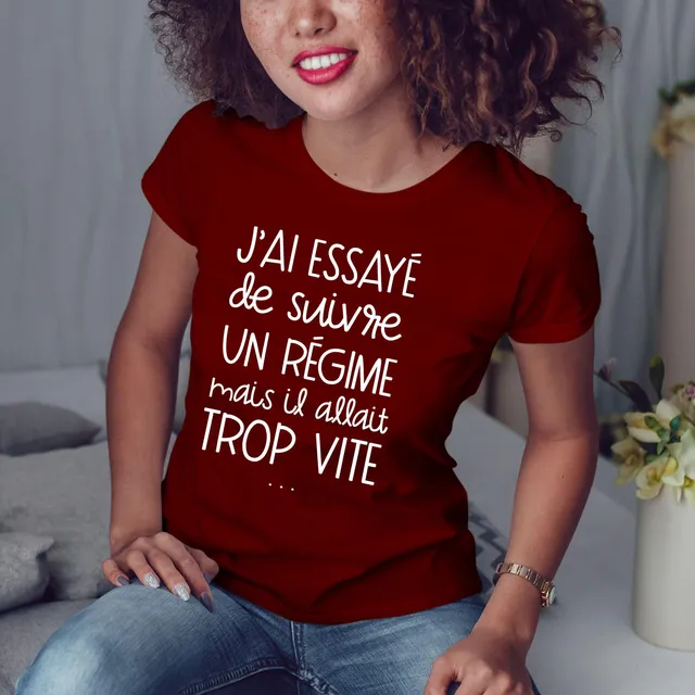 Juste Un T-shirt T-shirts Imprimés J'ai essayé de suivre un régime t-shirt imprimé femme