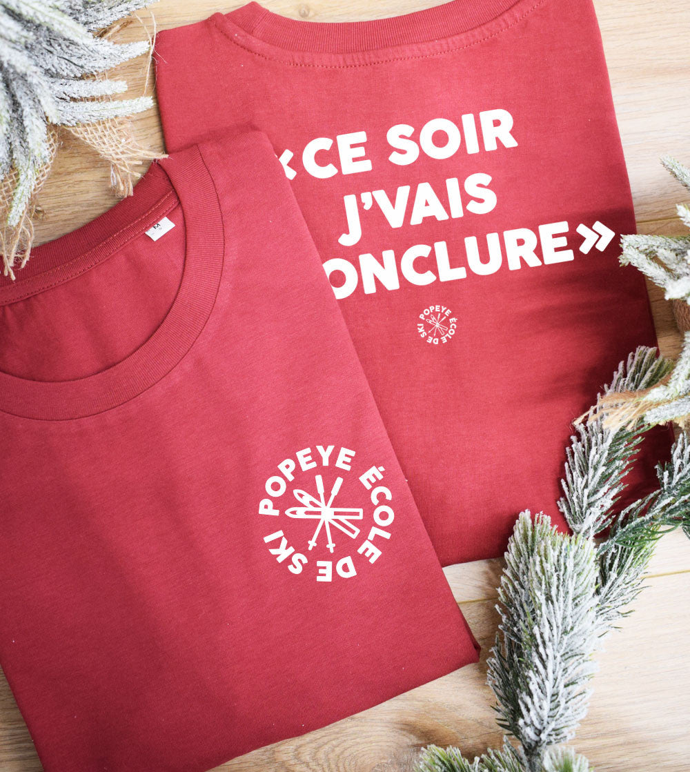 Juste Un T-shirt T-shirts Imprimés Ce soir je vais conclure t-shirt blanc ski
