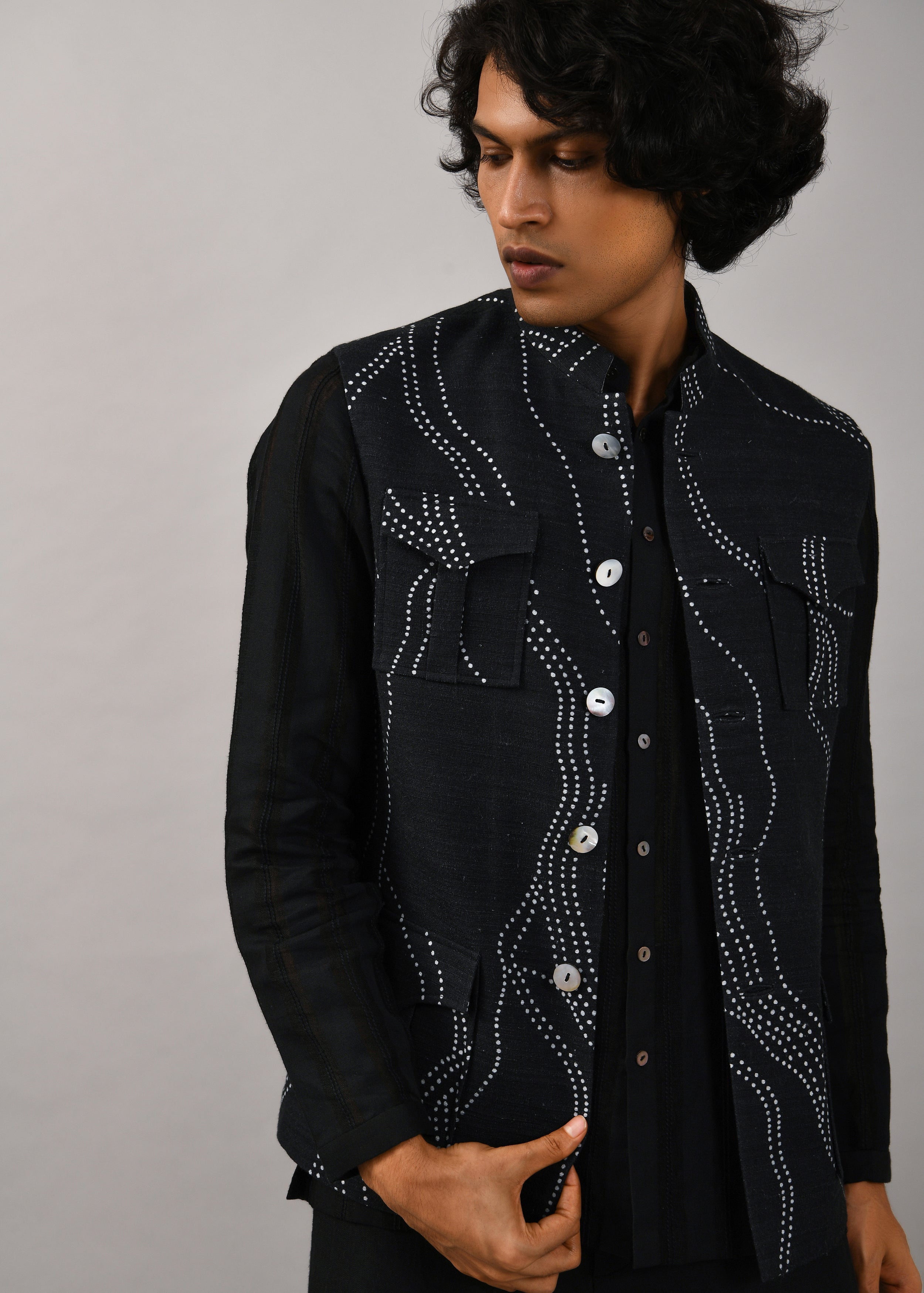 COUNTRYMADE Nehru Jackets Constellation Safari Printed Bundi veste coton soie
