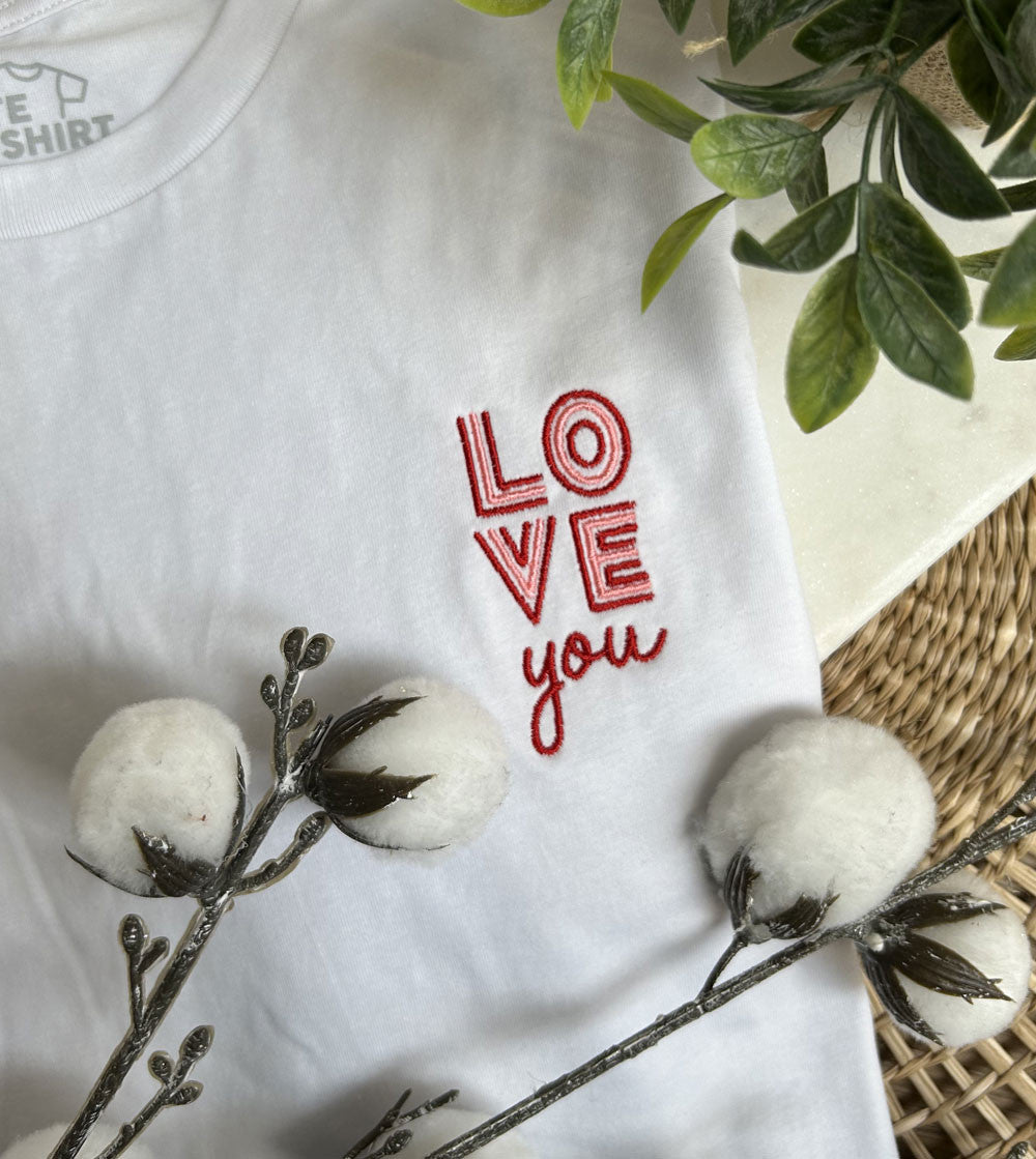 Juste Un T-shirt T-shirts Brodés Love You t-shirt brodé