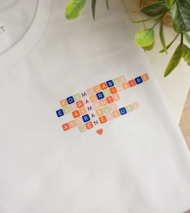 Juste Un T-shirt T-shirts Imprimés T-shirt imprimé Maman Scrabble blanc