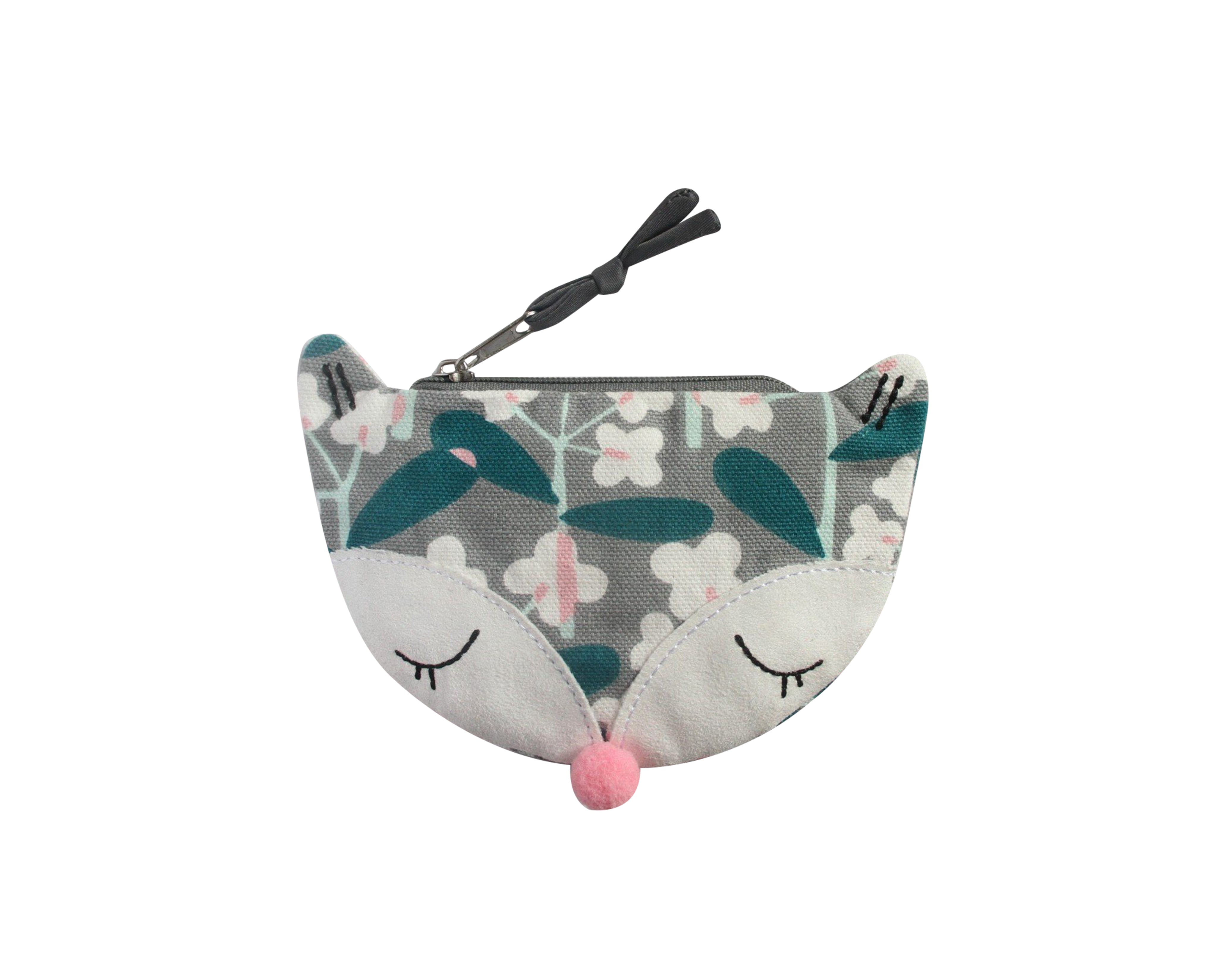Sourire Multicolore Sacs et pochettes Porte monnaie renard gris navy coton