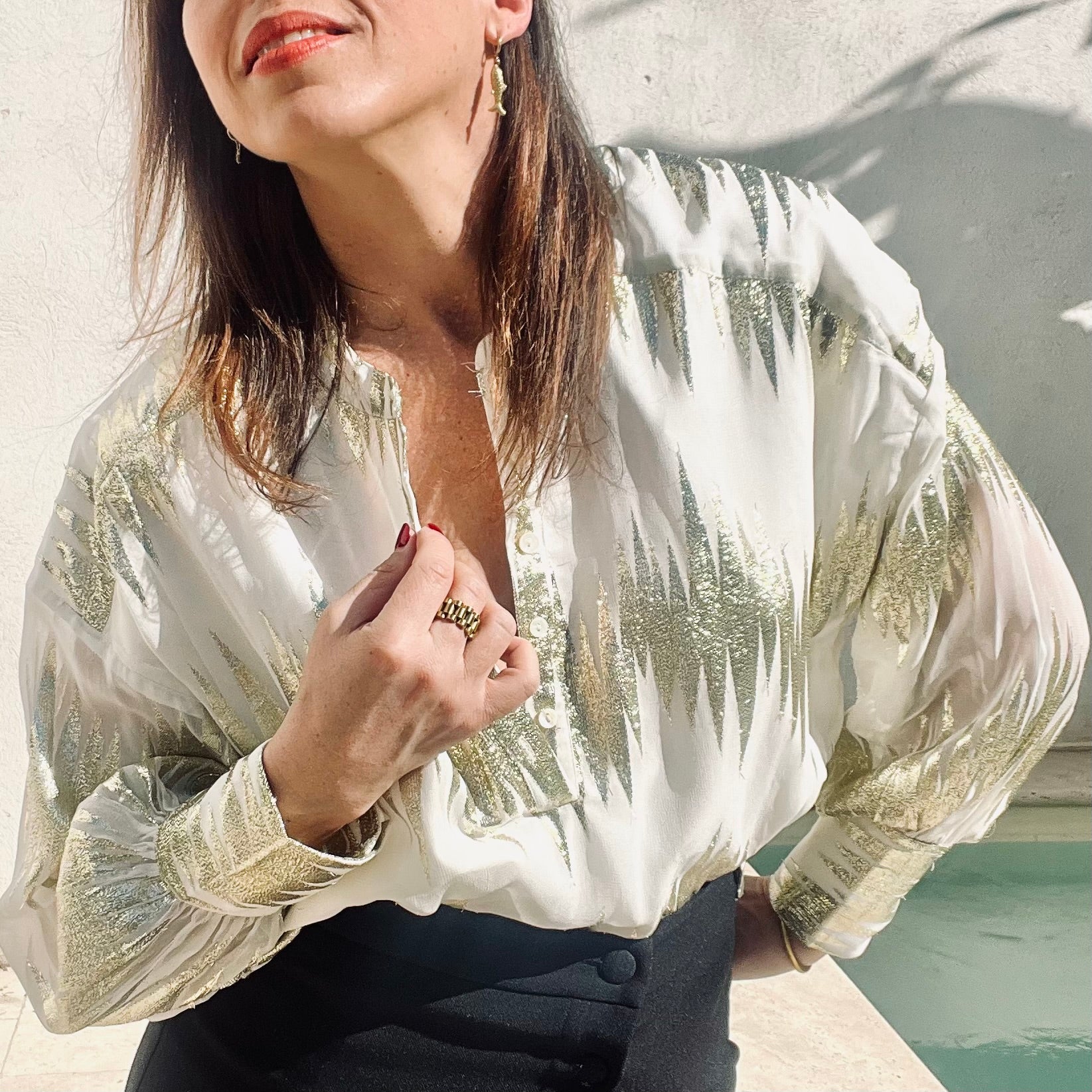 PANTRUCHE Chemises Blouse COLETTE Wahou blanche en lurex