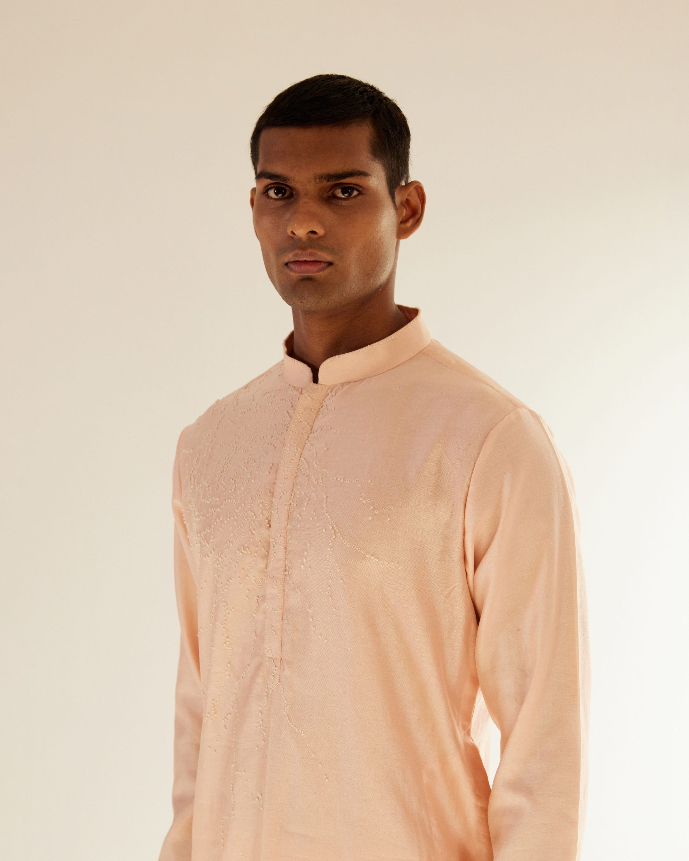 COUNTRYMADE Kurtas Black Hole Placement Embroidery Kurta Set kurta rose brodé