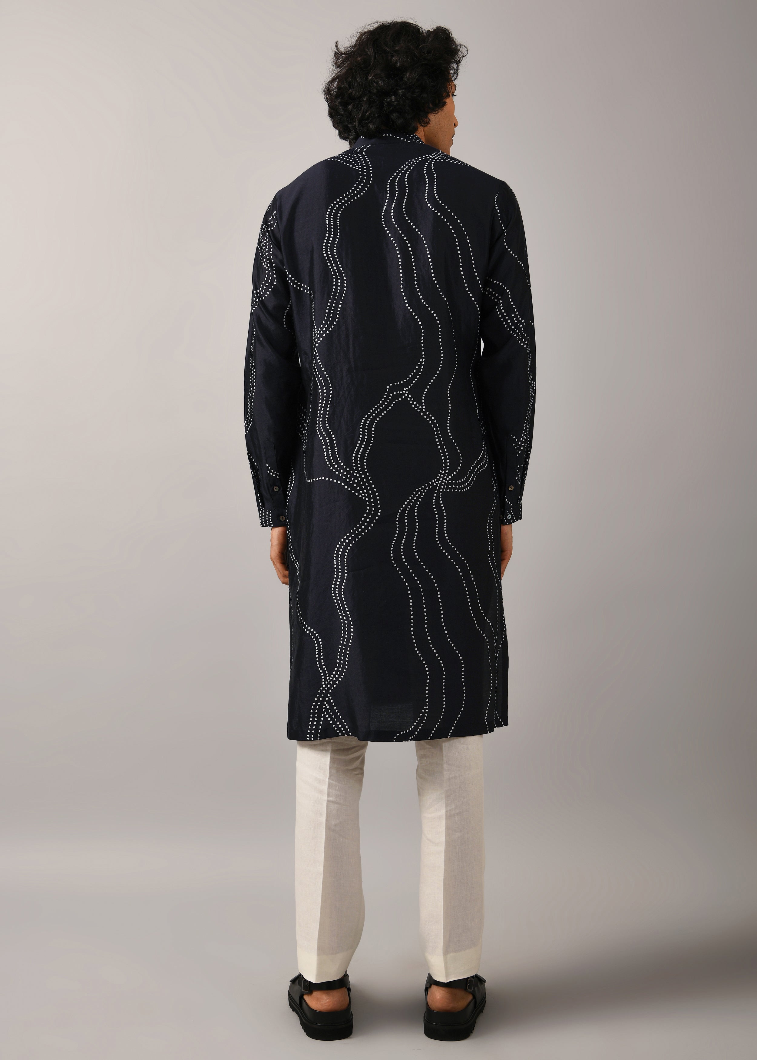 COUNTRYMADE Kurtas Constellation Silk Printed Kurta kurta soie marine
