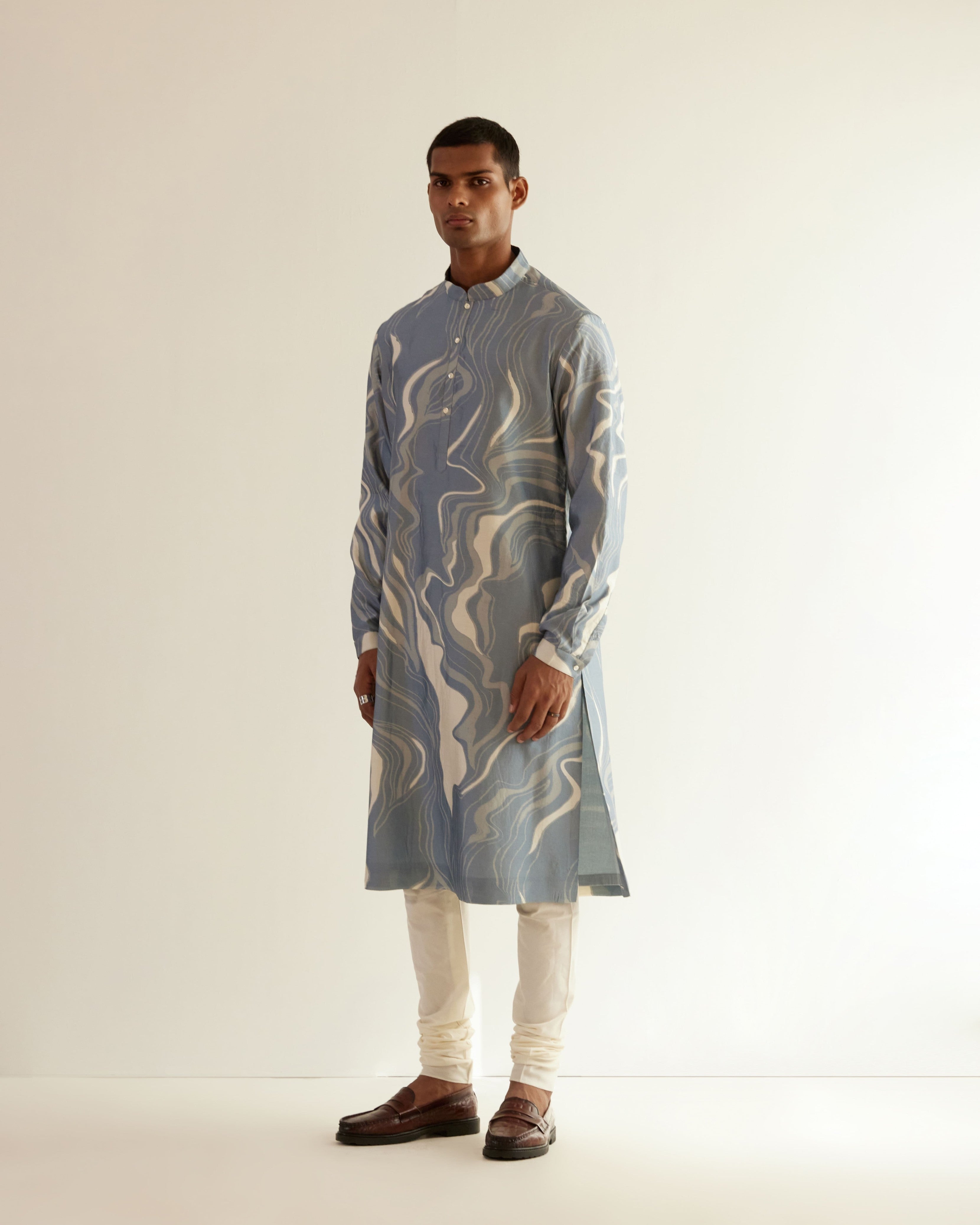 COUNTRYMADE Kurtas Infinity Print Kurta ensemble kurta bleu poudré