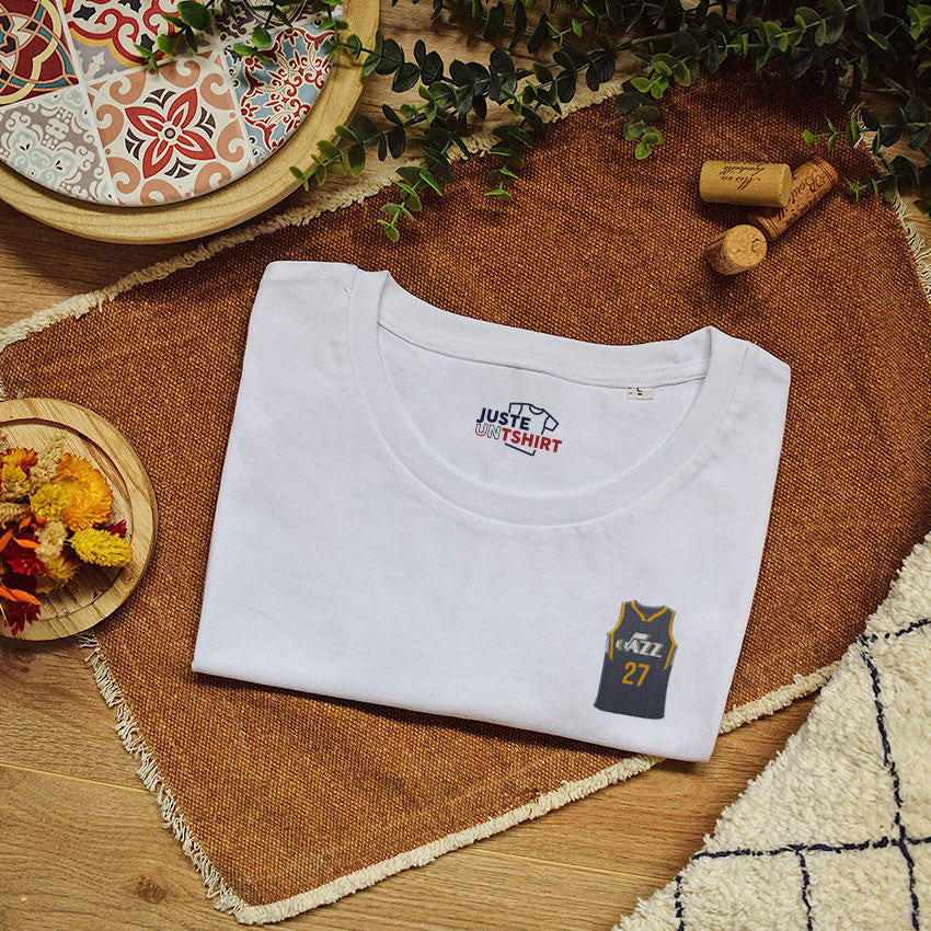 Juste Un T-shirt T-shirts Brodés Utah Jazz t-shirt blanc basket
