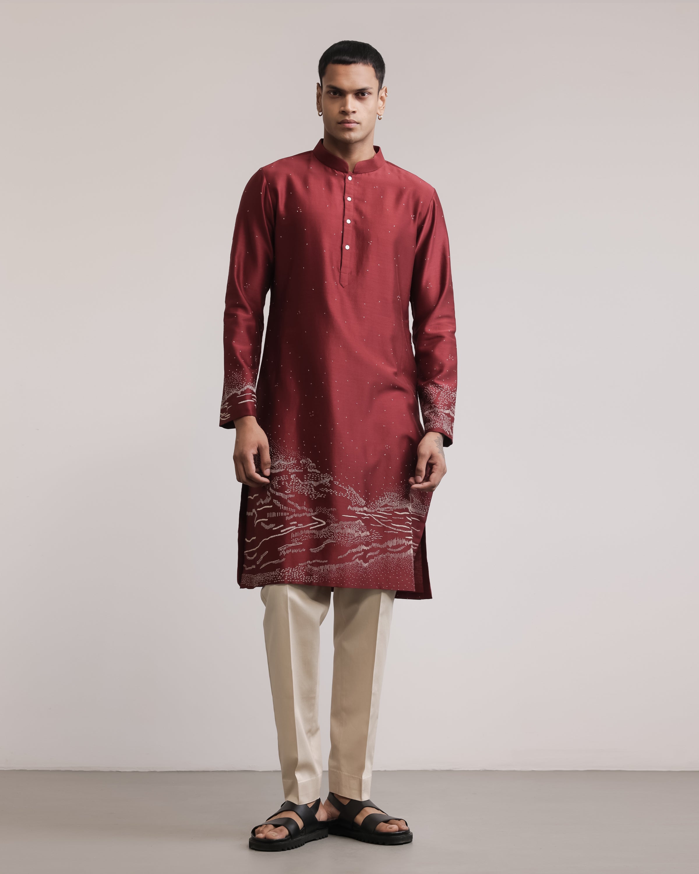 COUNTRYMADE Kurtas Pathfinder Kurta Set ensemble kurta en soie brodé