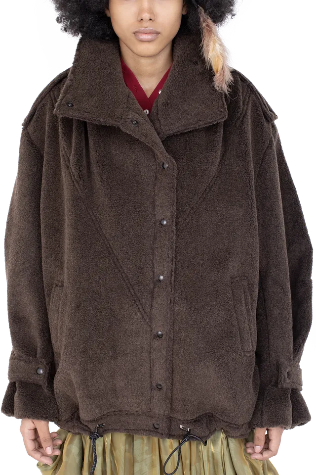Kiko Kostadinov Outerwear WREN Pleated Coat manteau taupe oversize en laine