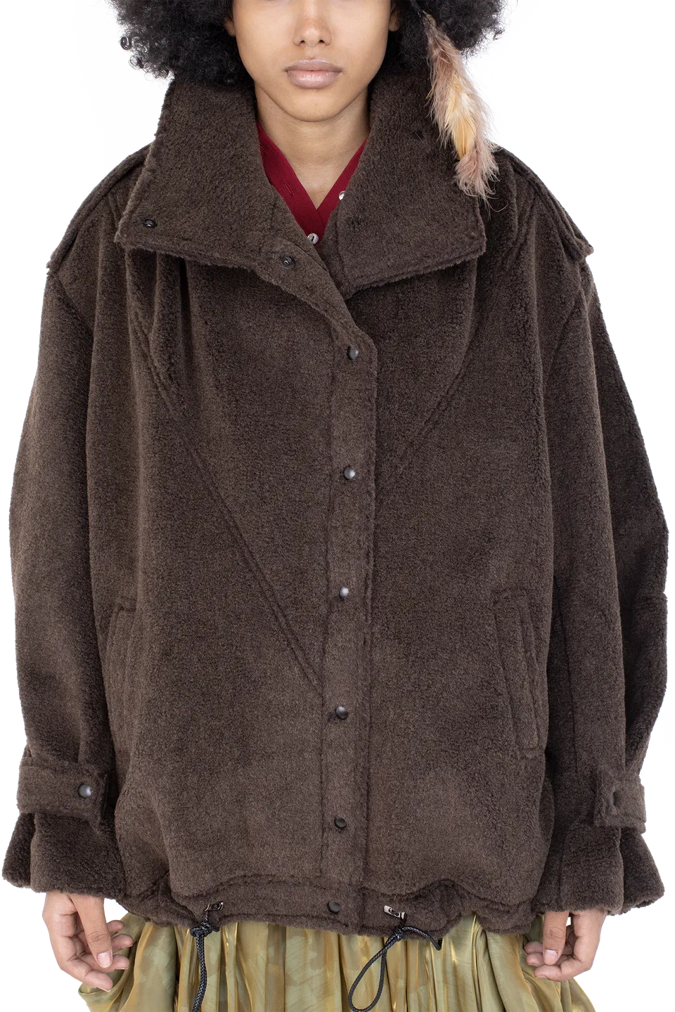 Kiko Kostadinov Outerwear WREN Pleated Coat manteau taupe oversize en laine