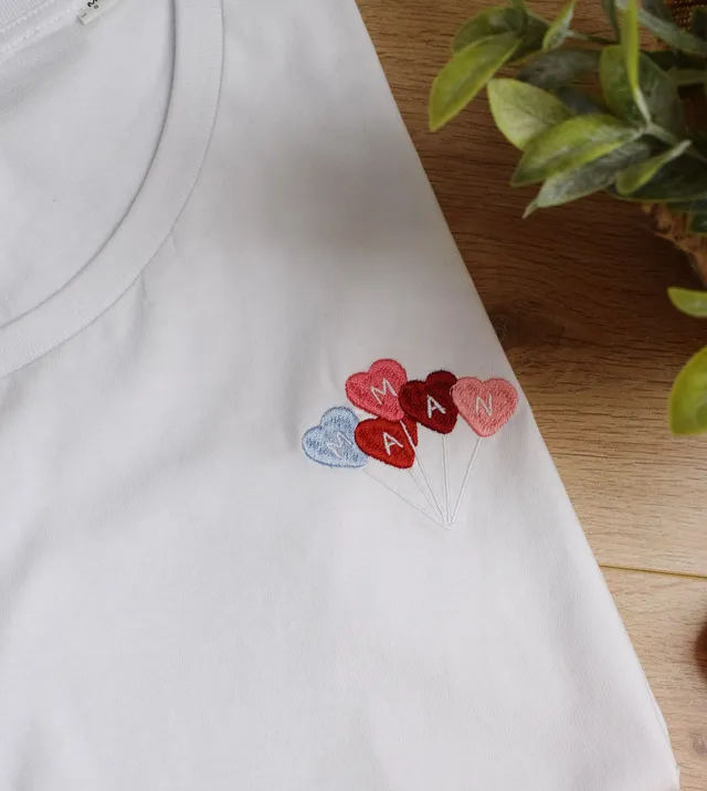 Juste Un T-shirt T-shirts Brodés T-shirt Femme brodé Maman ballon blanc