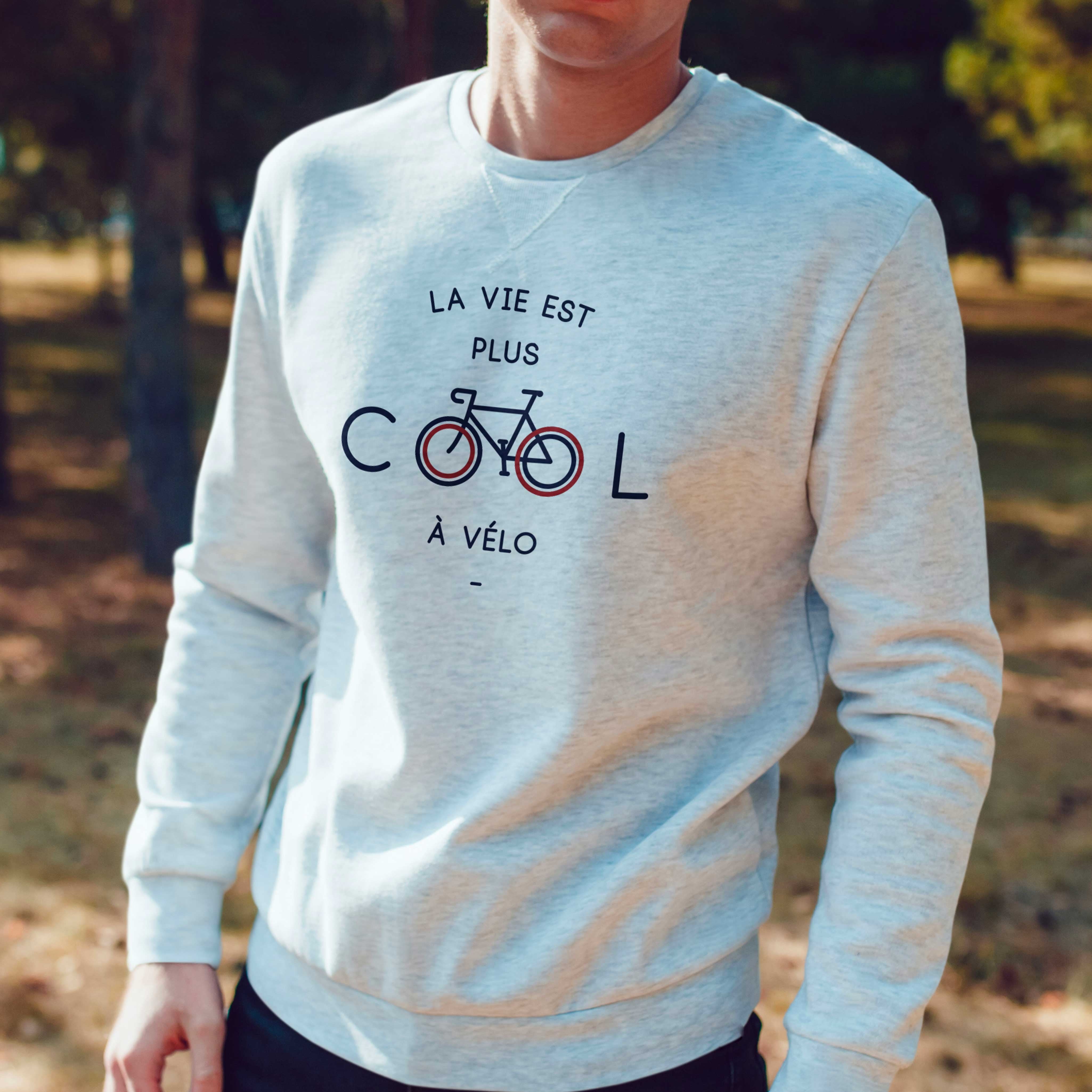 Juste Un T-shirt Sweats Imprimés La vie est plus cool en vélo sweat S gris chiné