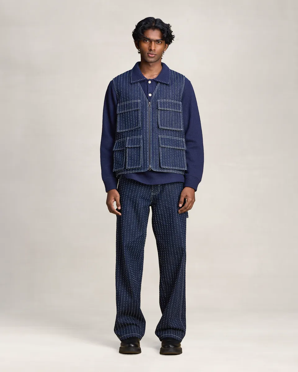 COUNTRYMADE Jackets HICKORY UTILITY VEST gilet denim brodé