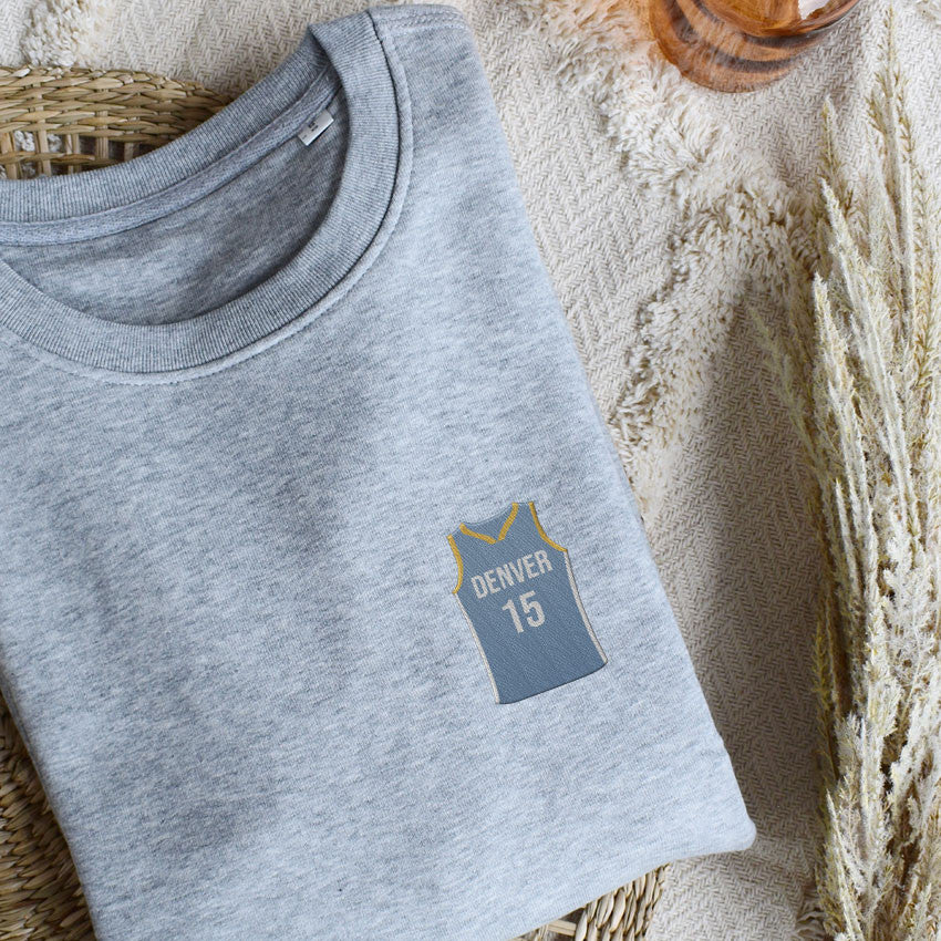 Juste Un T-shirt Sweats Brodés Denver sweat gris chiné basket