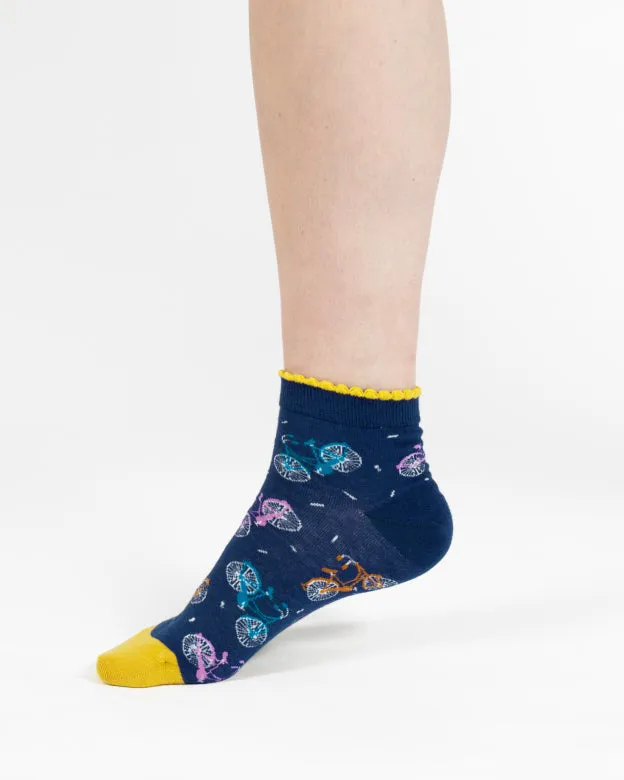 Sourire Multicolore Chaussettes femme socquettes vélos coton bio taille 36/40
