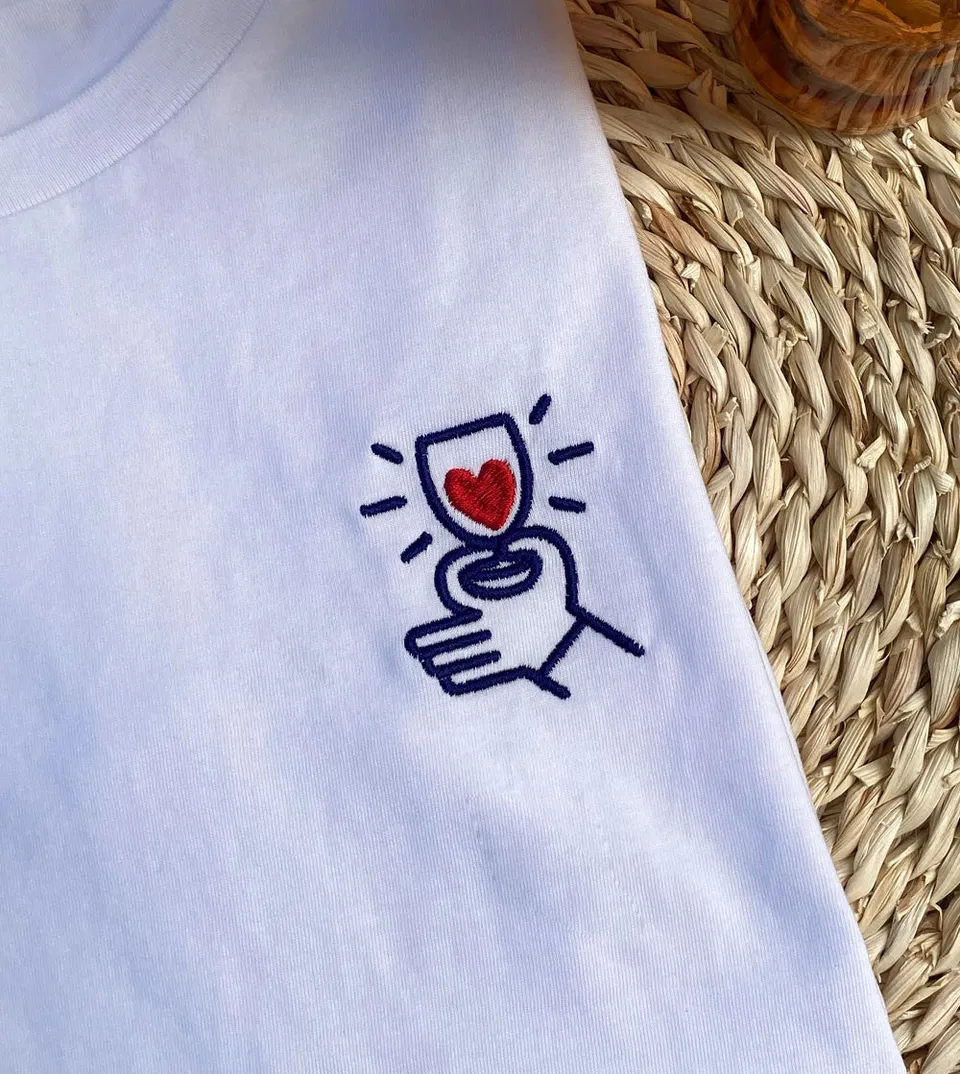 Juste Un T-shirt T-shirts Brodés Cœur Rouge t-shirt brodé coton bio