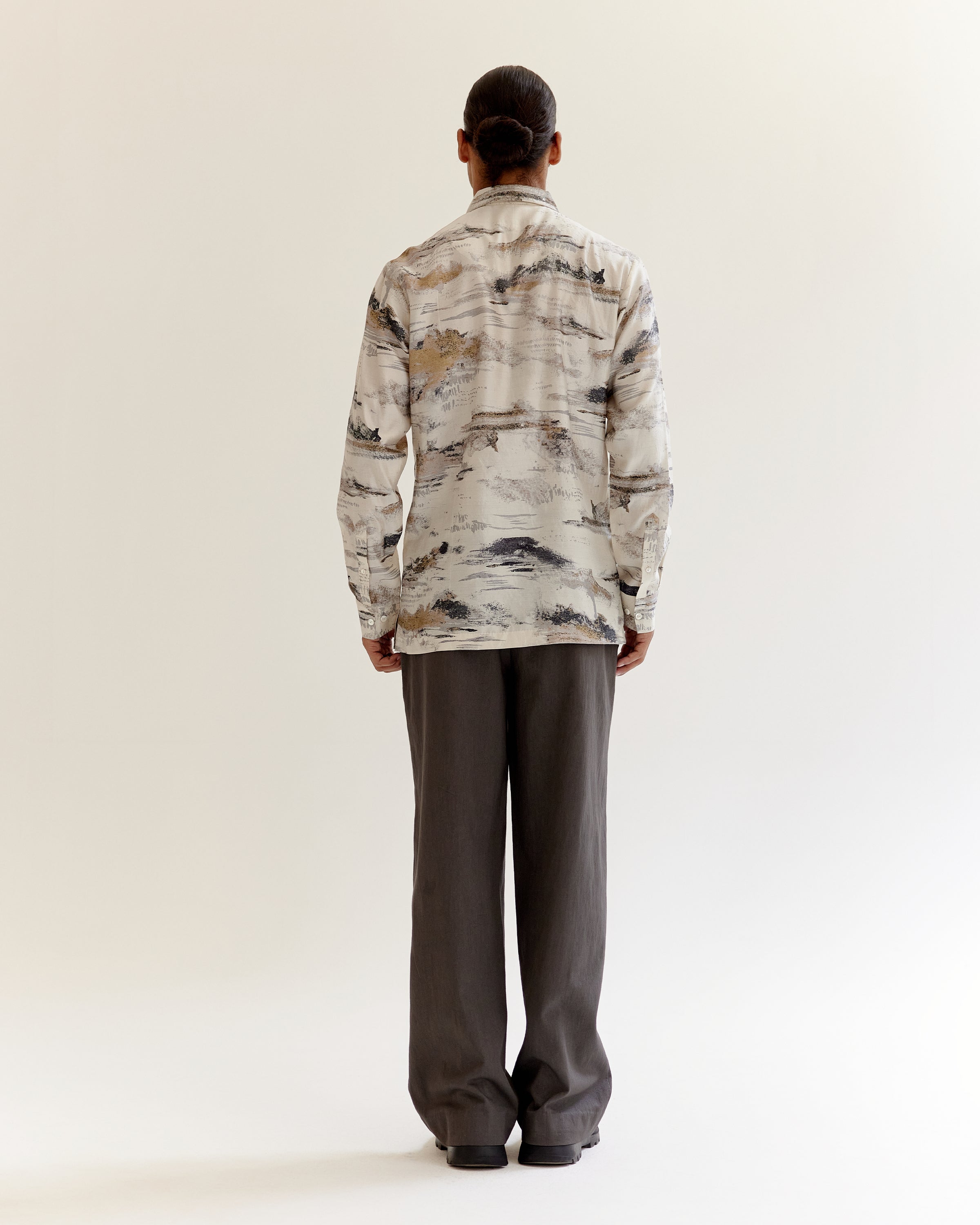 COUNTRYMADE Shirts Arid Brushstroke Silk Shirt chemise en soie imprimée