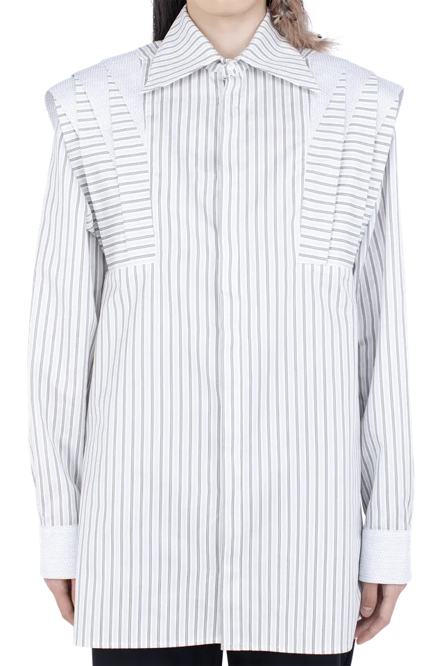 Kiko Kostadinov Shirts HERMEN Shirt chemise Khaki & Beige / White & Navy en coton