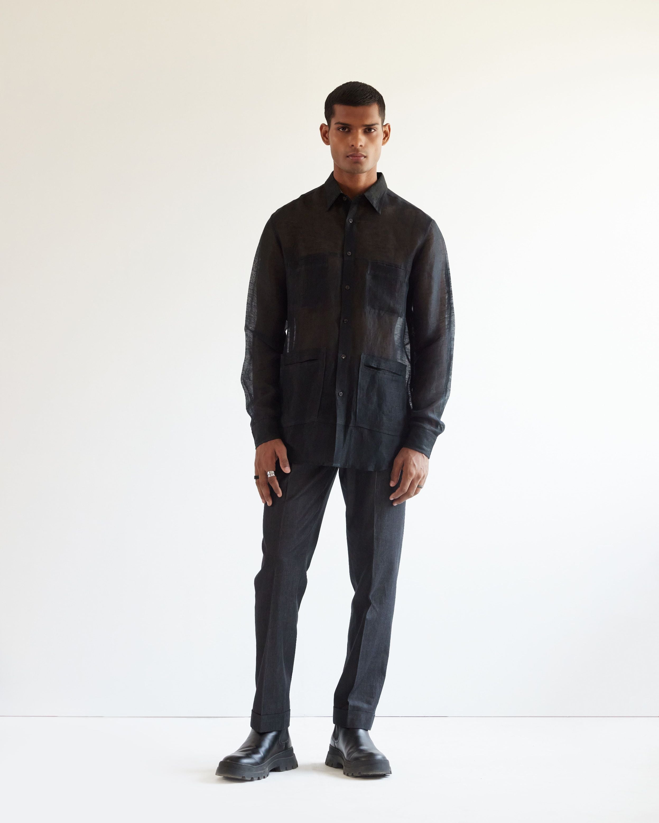 COUNTRYMADE Shirts Sheer Shirt chemise noire en coton lin