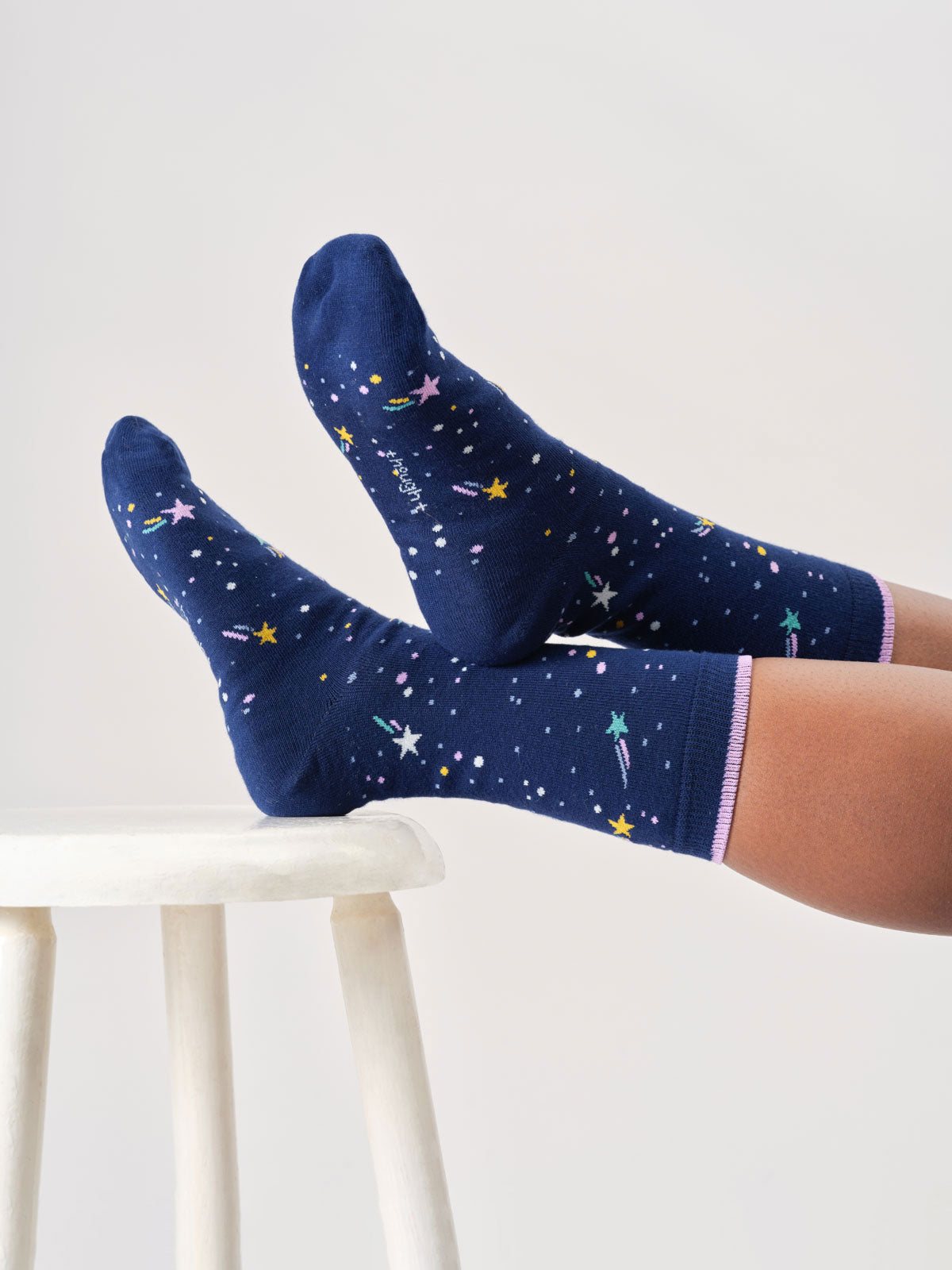 Sourire Multicolore Chaussettes femme coffret 4 paires motifs étoiles cœurs fleurs bambou