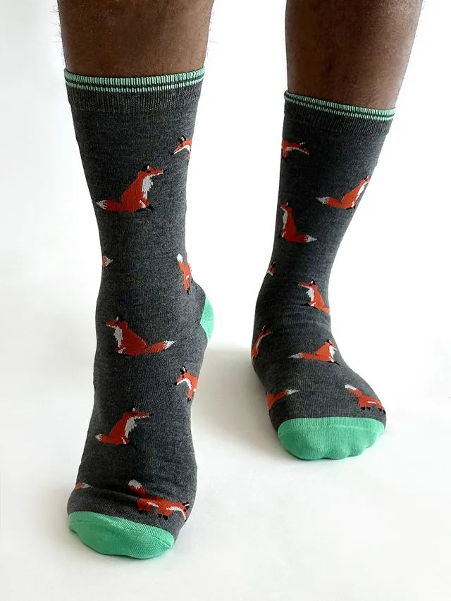 Thought Chaussettes homme renards en bambou taille 40-44 anti-bactériennes