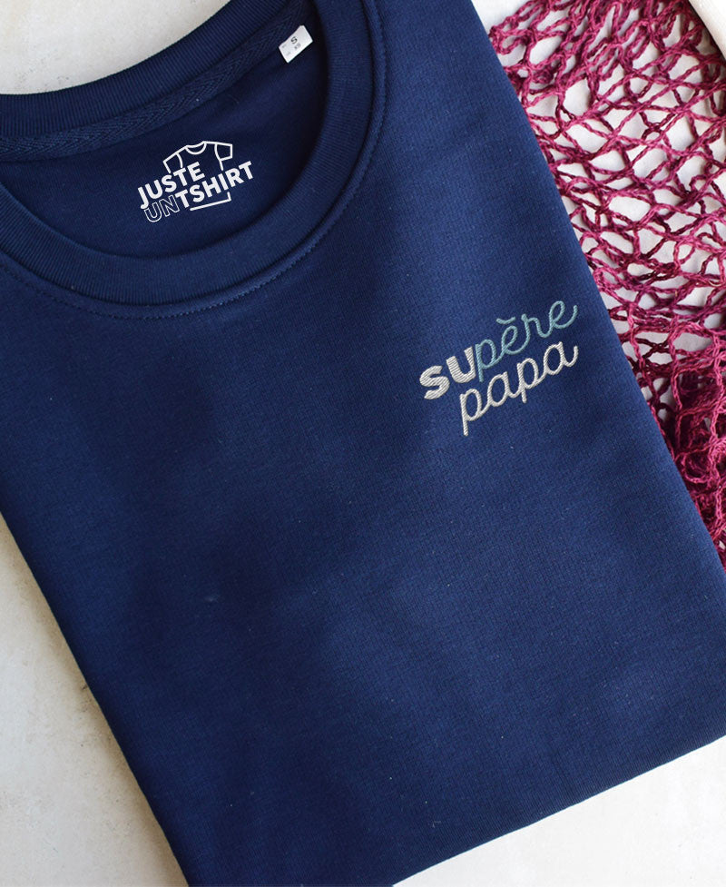Juste Un T-shirt Sweats Brodés Supère héros sweat bleu marine
