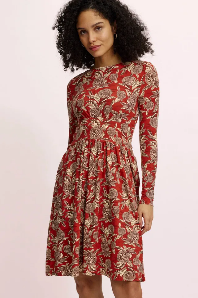 Sourire Multicolore Robes Robe rouge motif floral en Ecovero